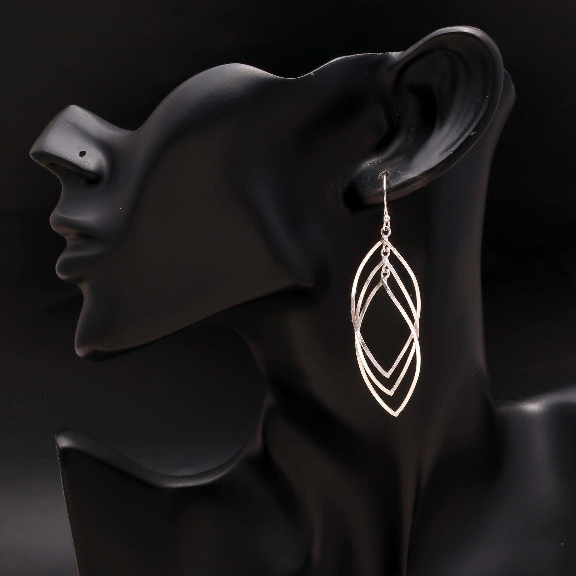 925 Silver Layered Leaf Dangle Earrings