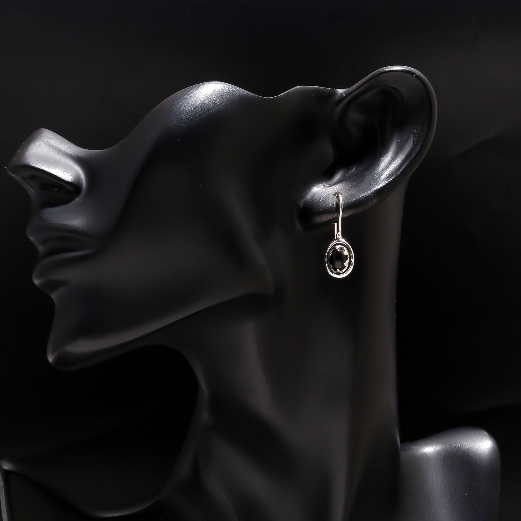 925 Silver Black Onyx Swirl Dangle Earrings