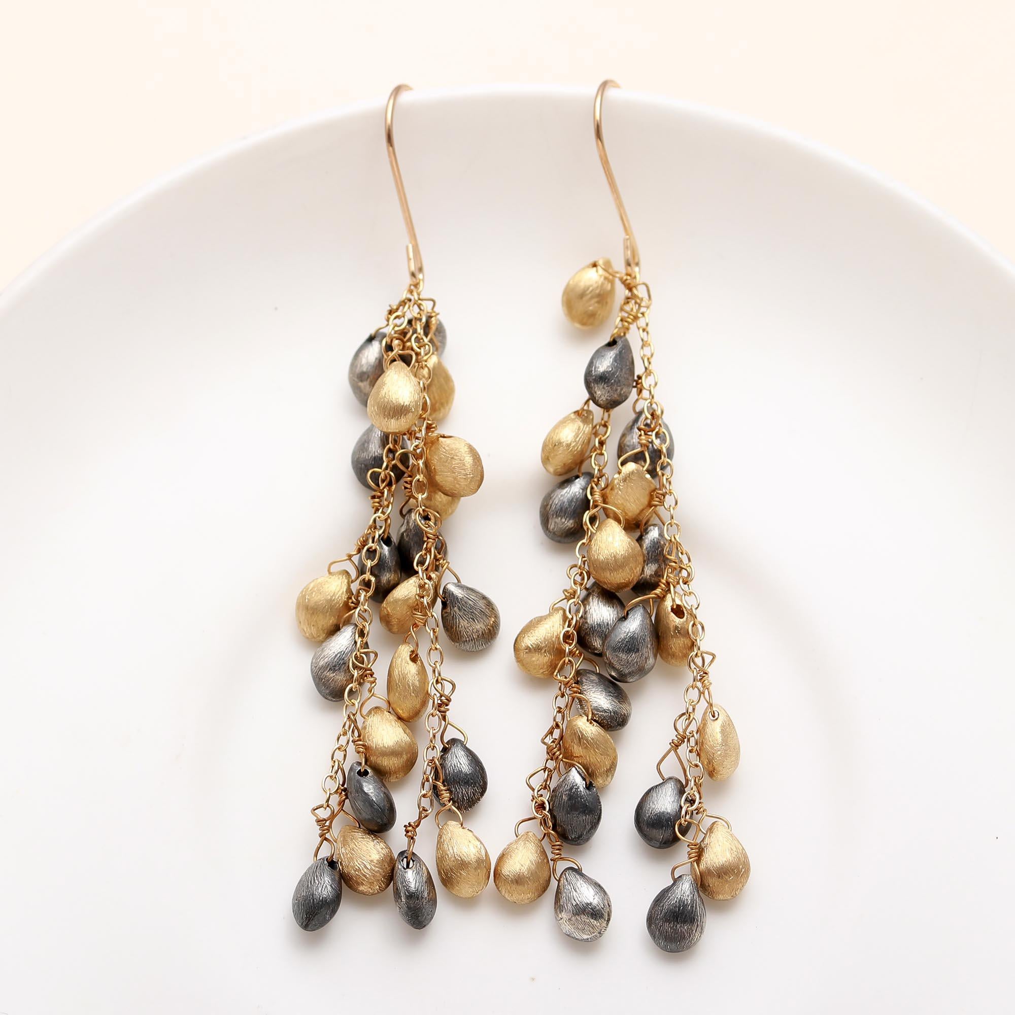 925 Silver Cluster Dangle Earrings