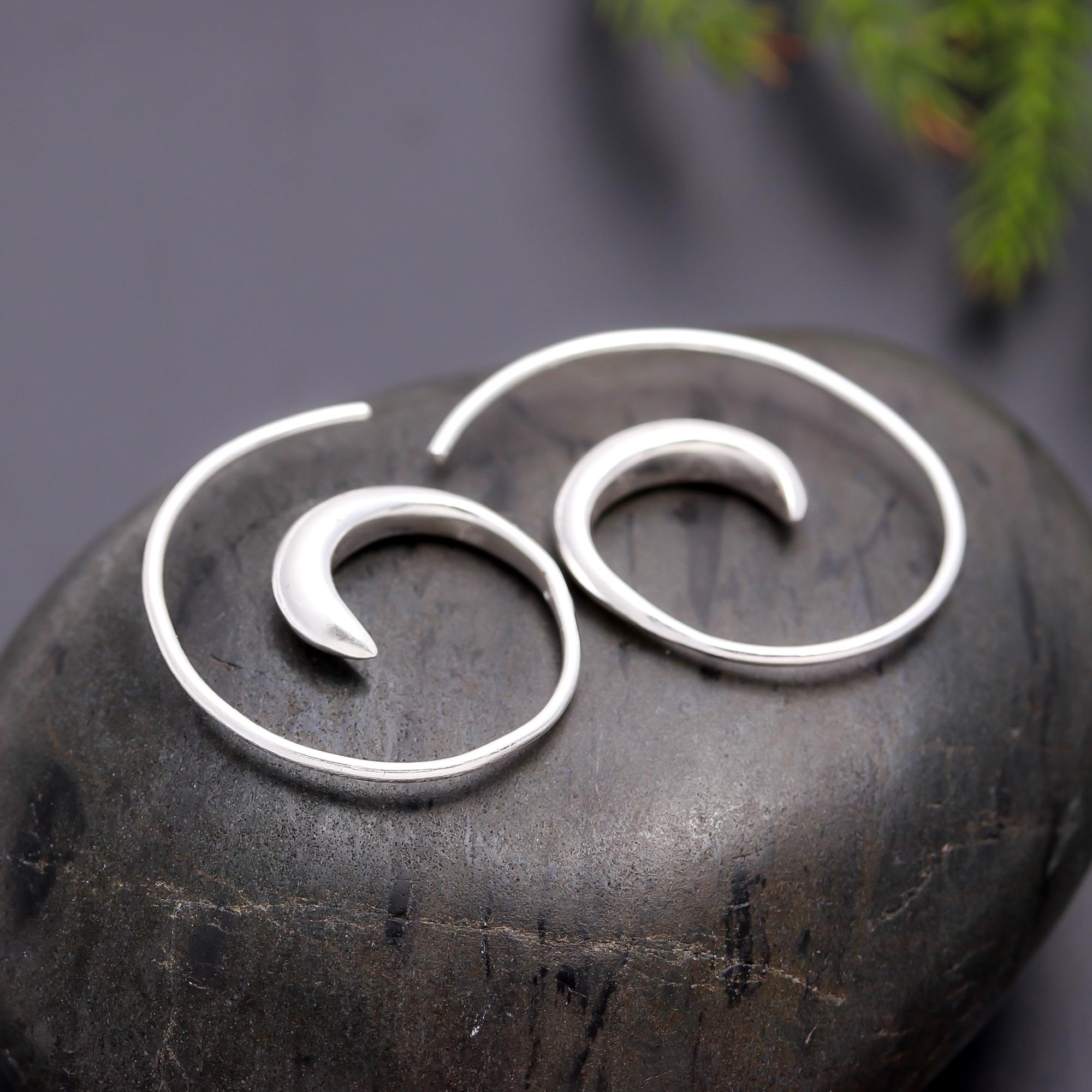925 Silver Spiral Hoop Earrings
