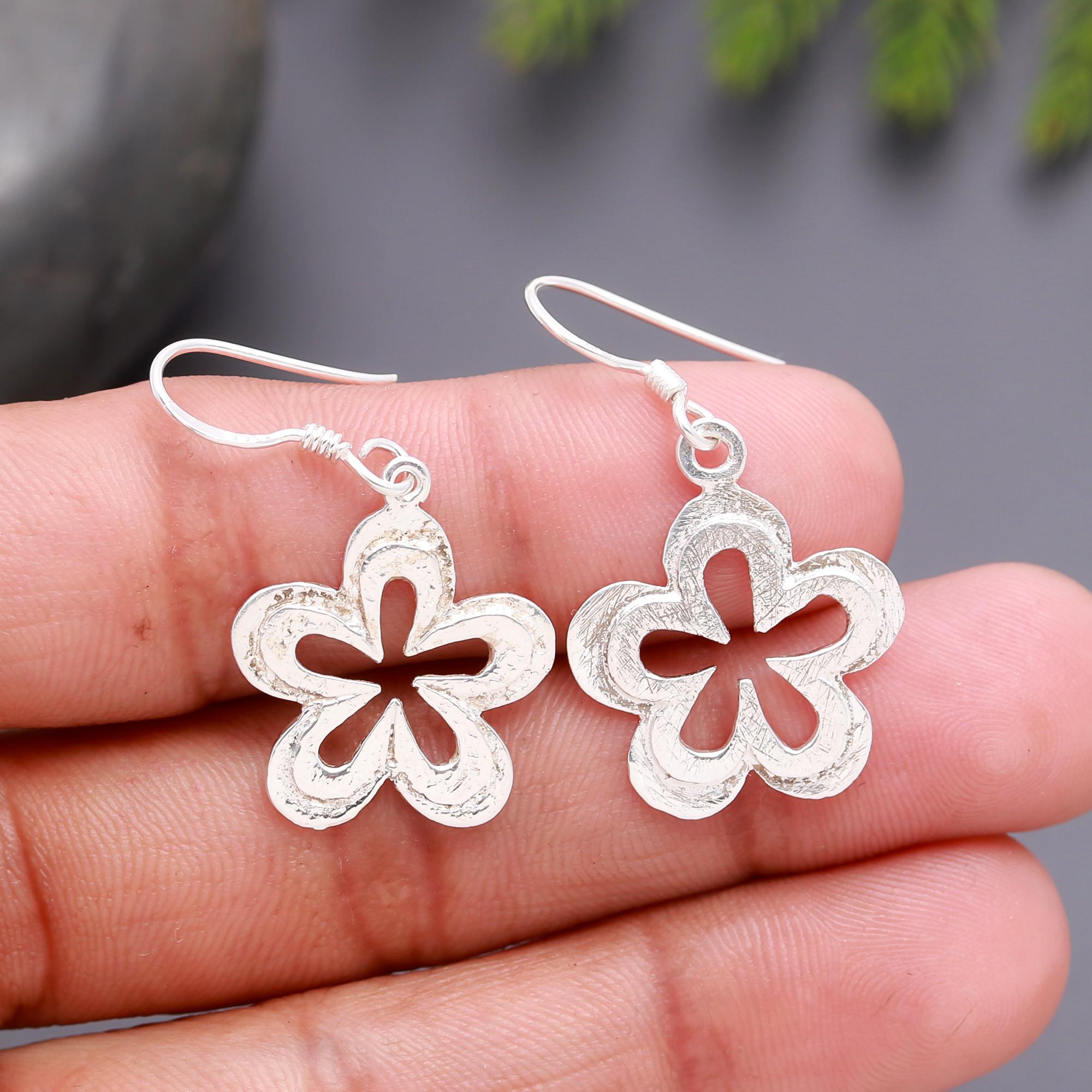 925 Silver Floral Dangle Earrings