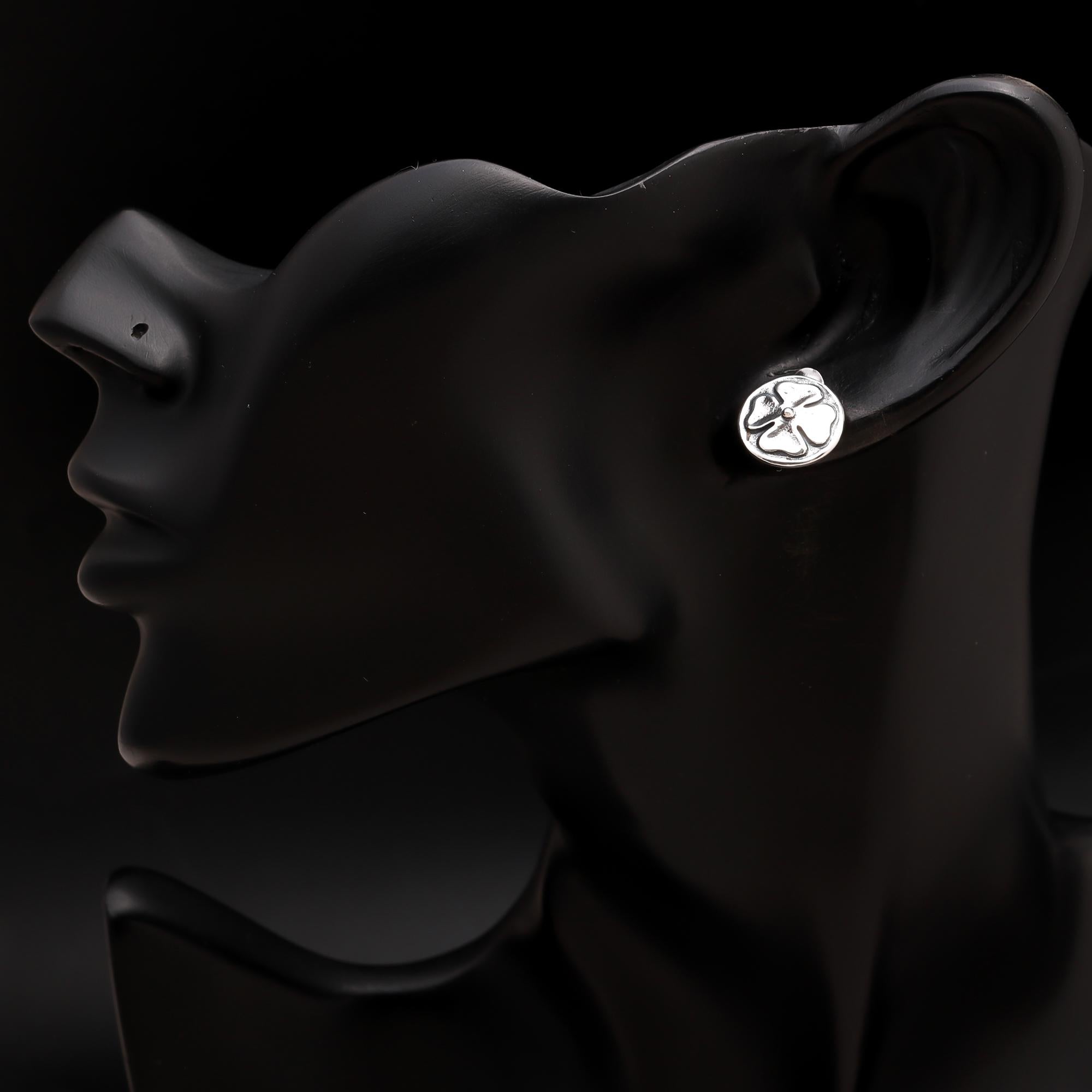 925 Silver Round Flower Stud Earrings