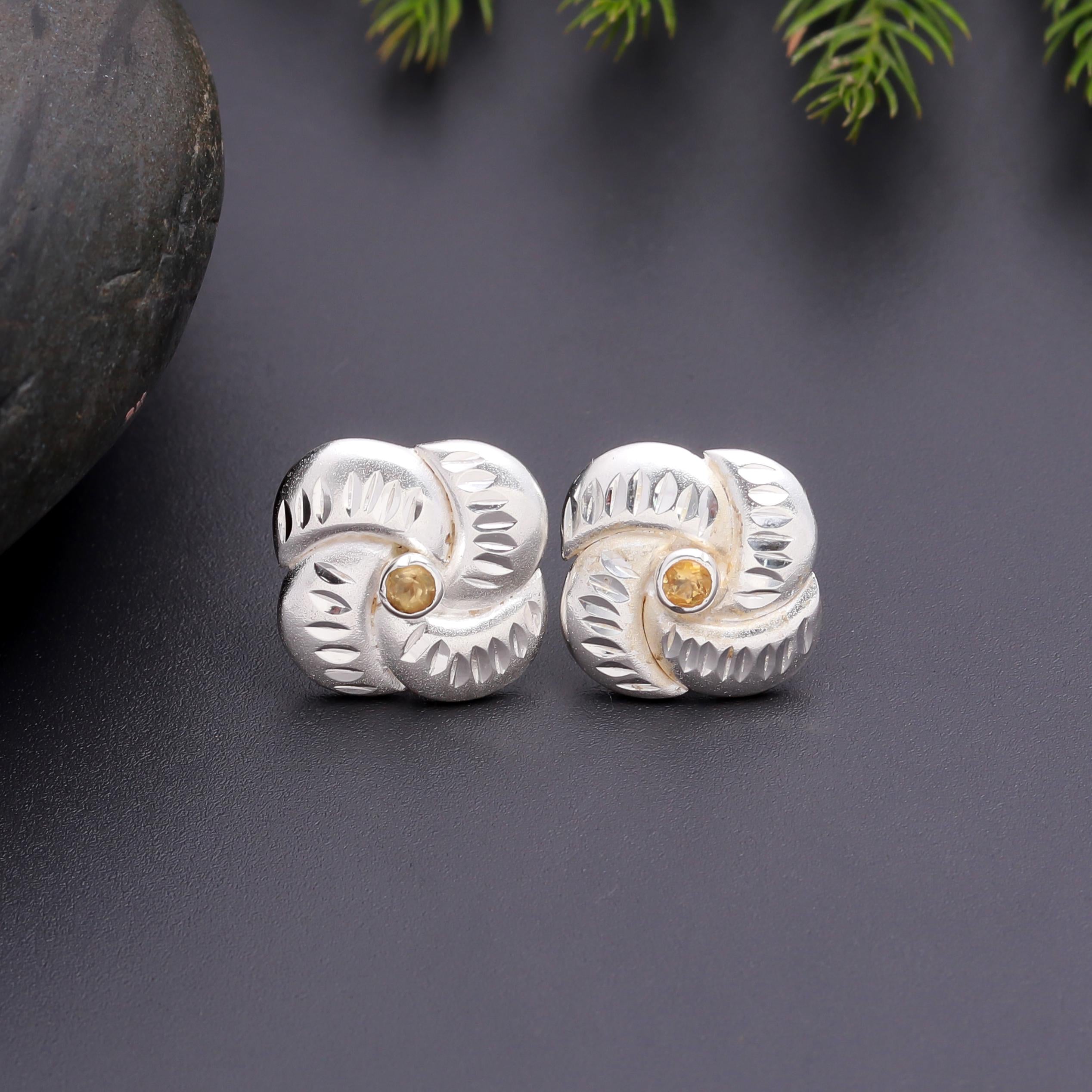 925 Silver Carved Swirl Stud Earrings