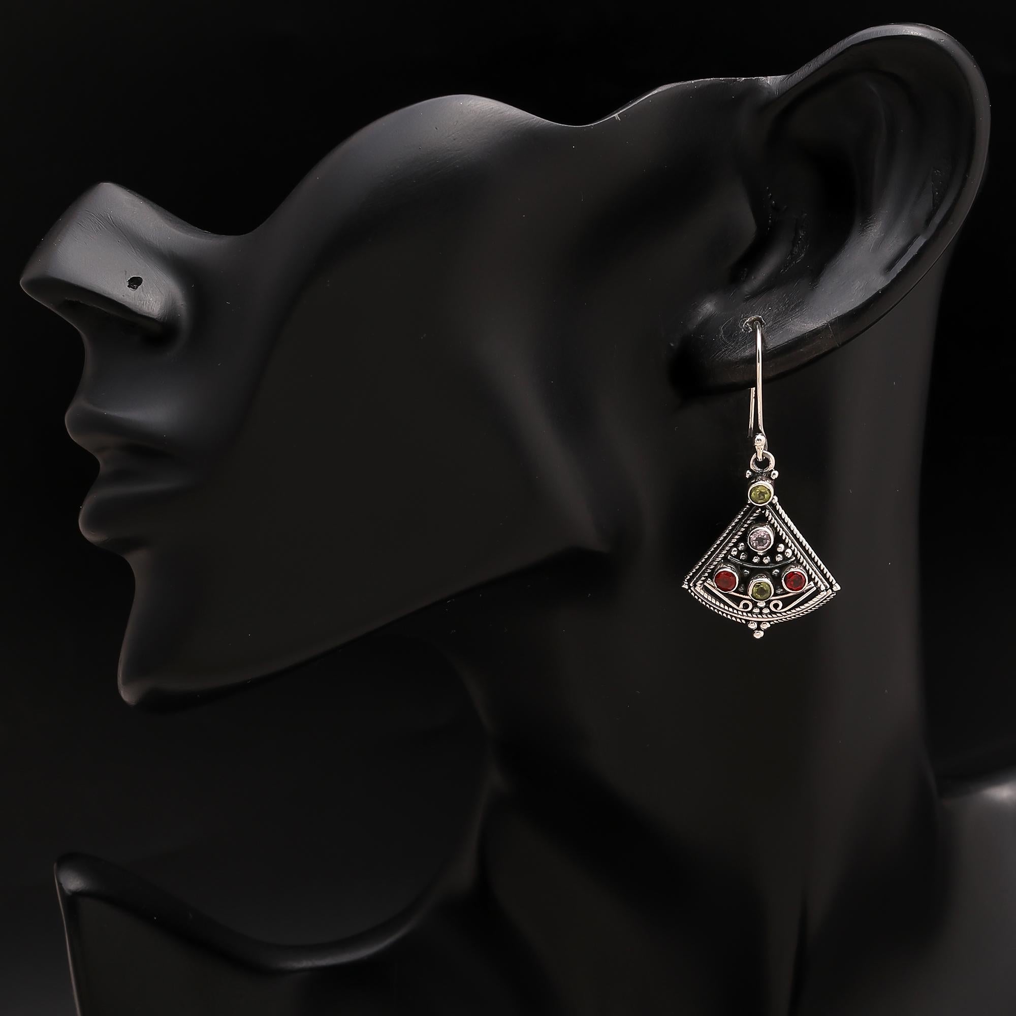 925 Silver Triangle Dangle Earrings