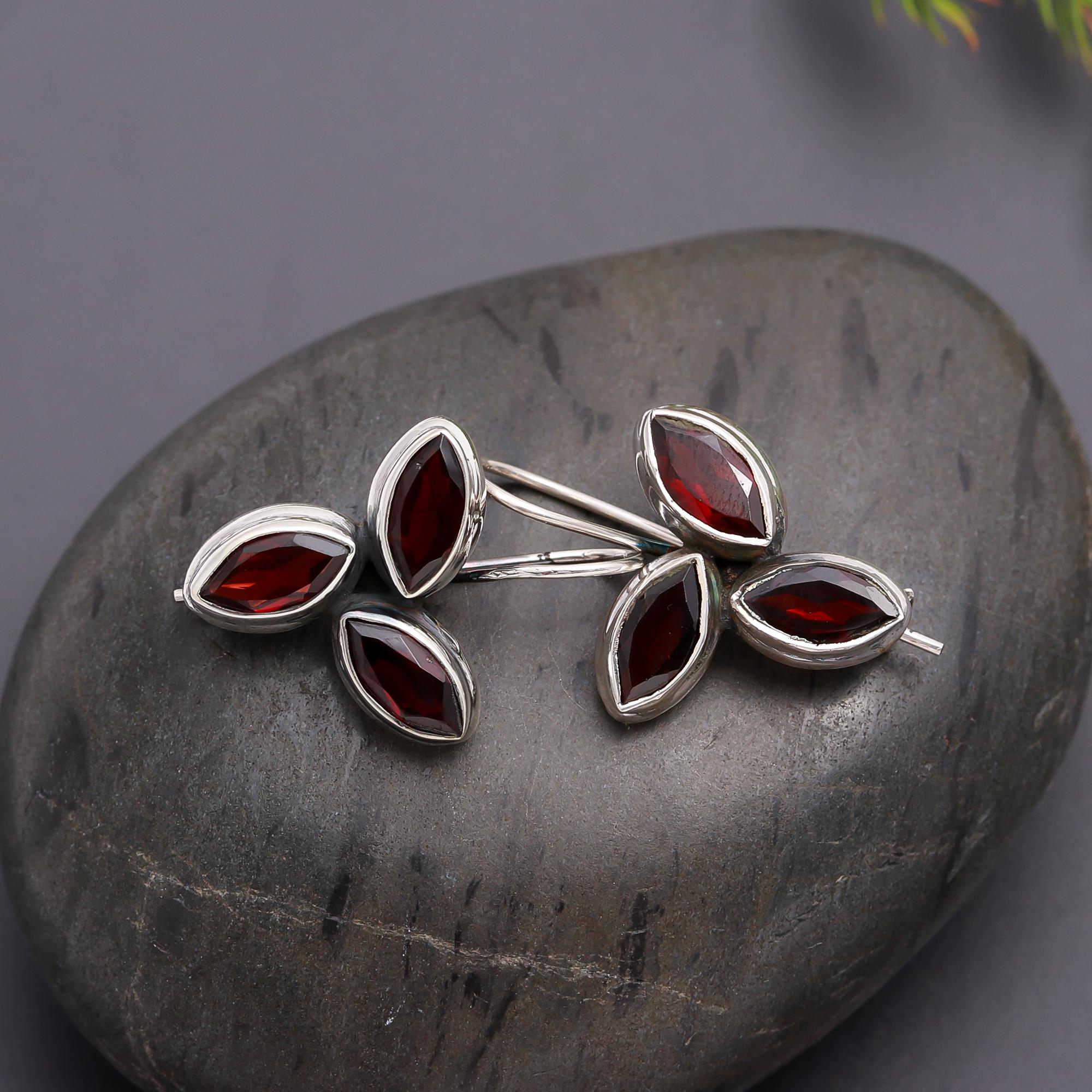 925 Silver Triple Stone Dangle Earrings