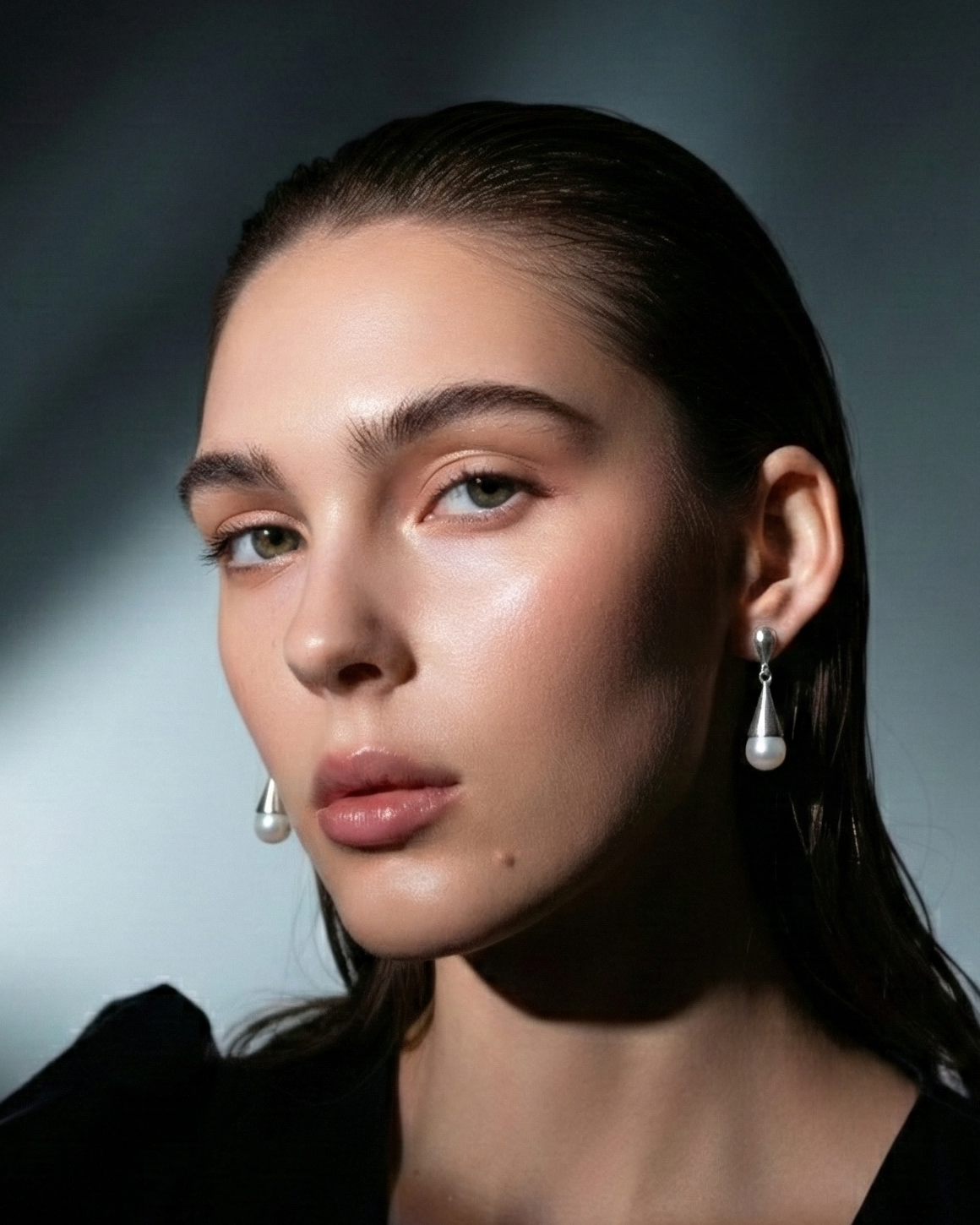 The Lunar Teardrop: Freshwater Pearl & Silver Cap Earrings