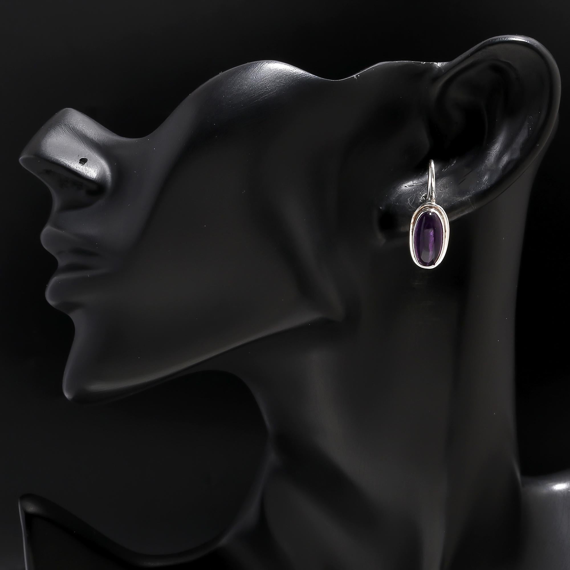 925 Silver Amethyst Dangle Earrings