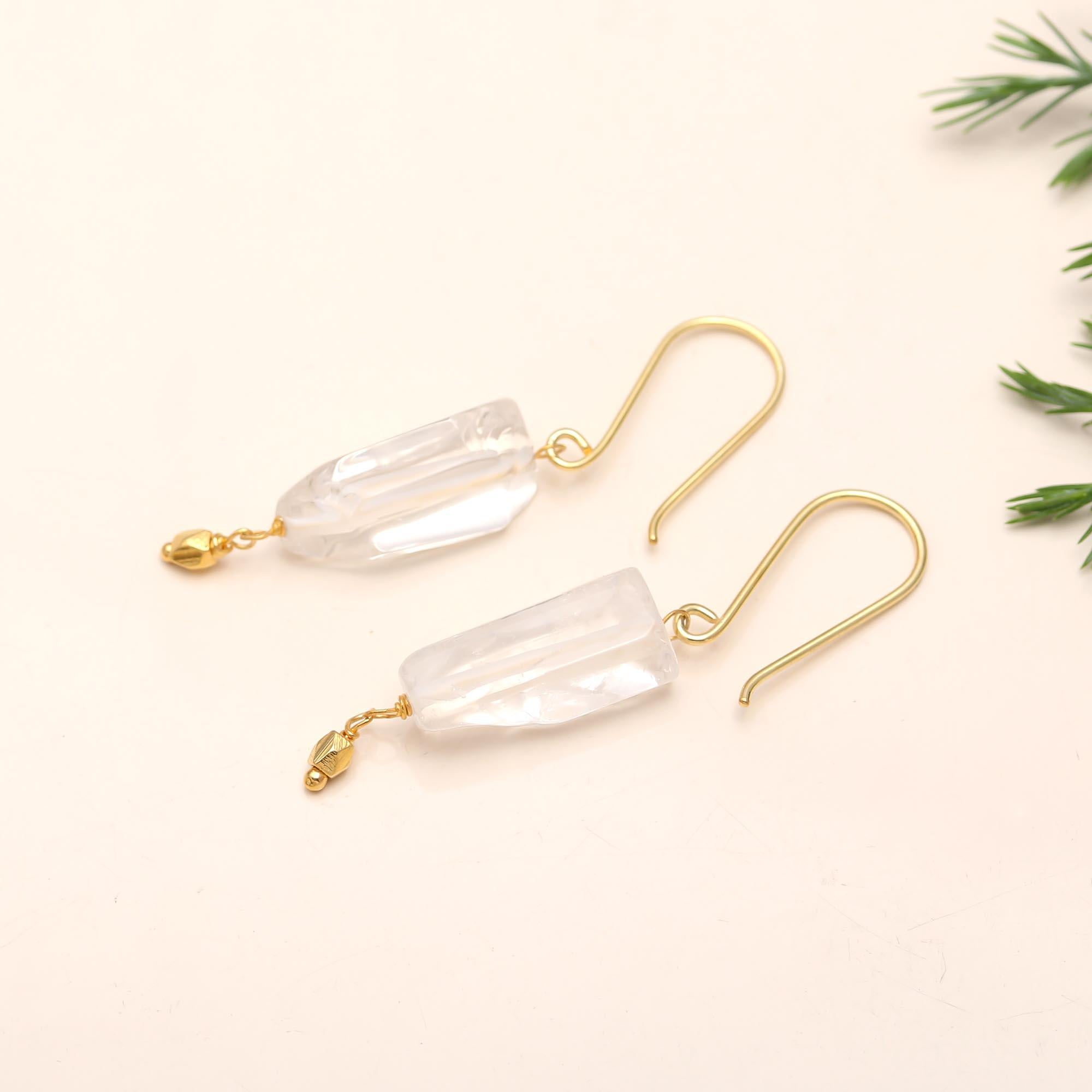 The Crystal Clarity: Raw Quartz Point Earrings