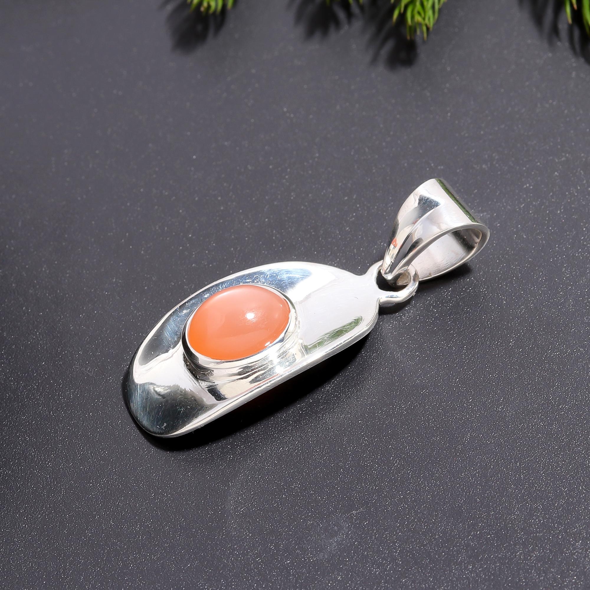 925 Silver Peach Moonstone Pendant