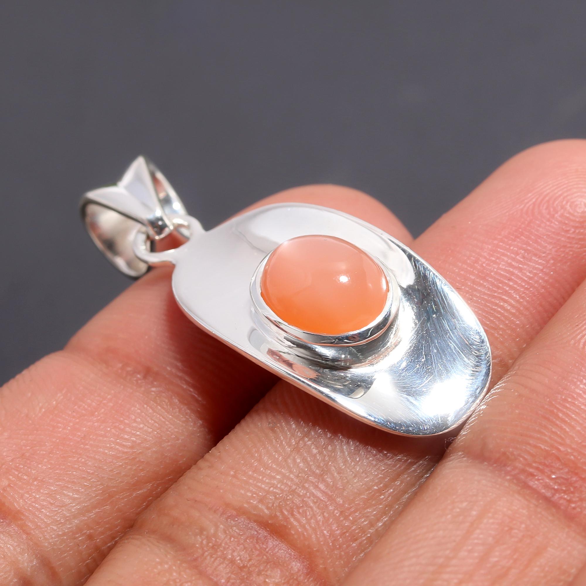 925 Silver Peach Moonstone Pendant