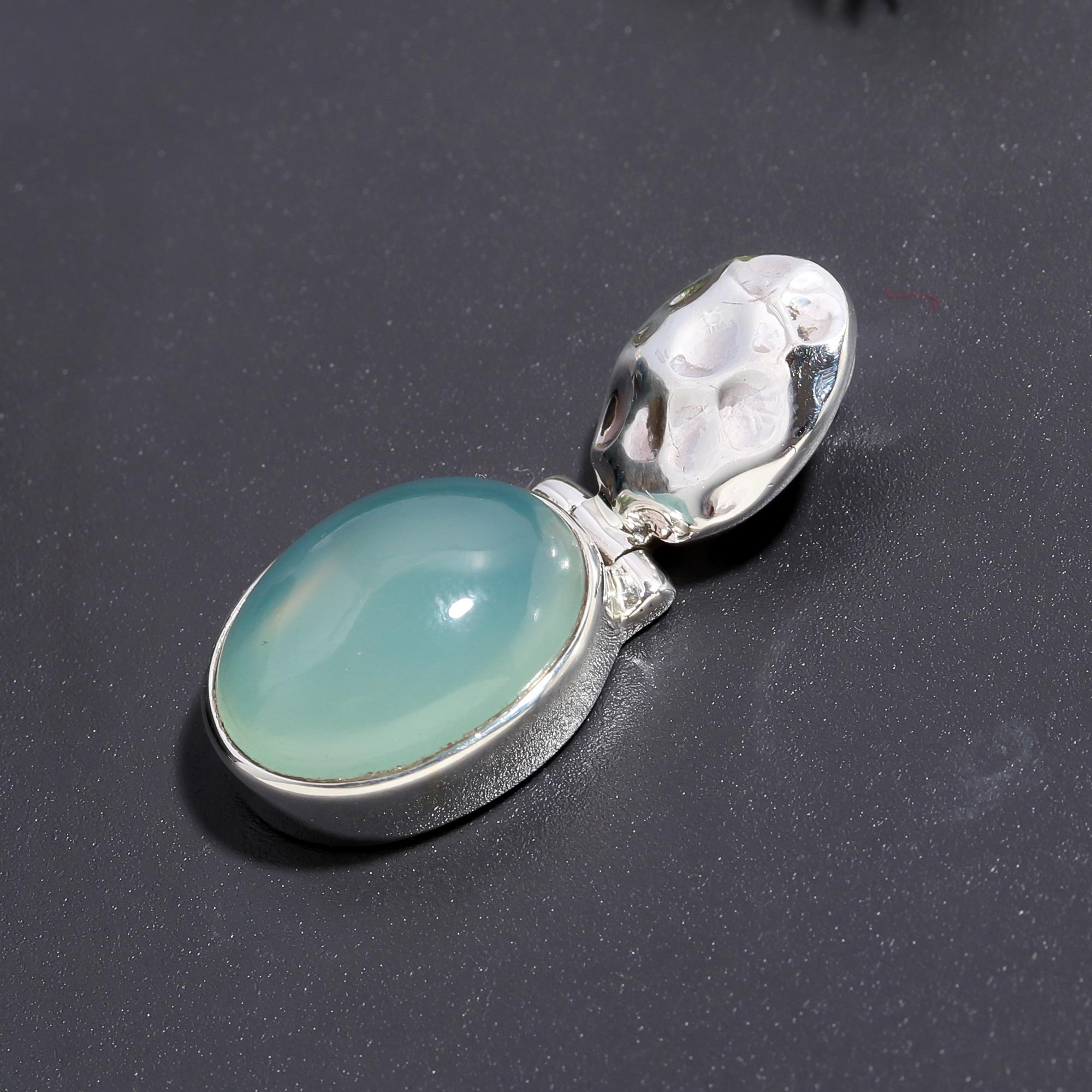 925 Silver Blue Chalcedony Pendant