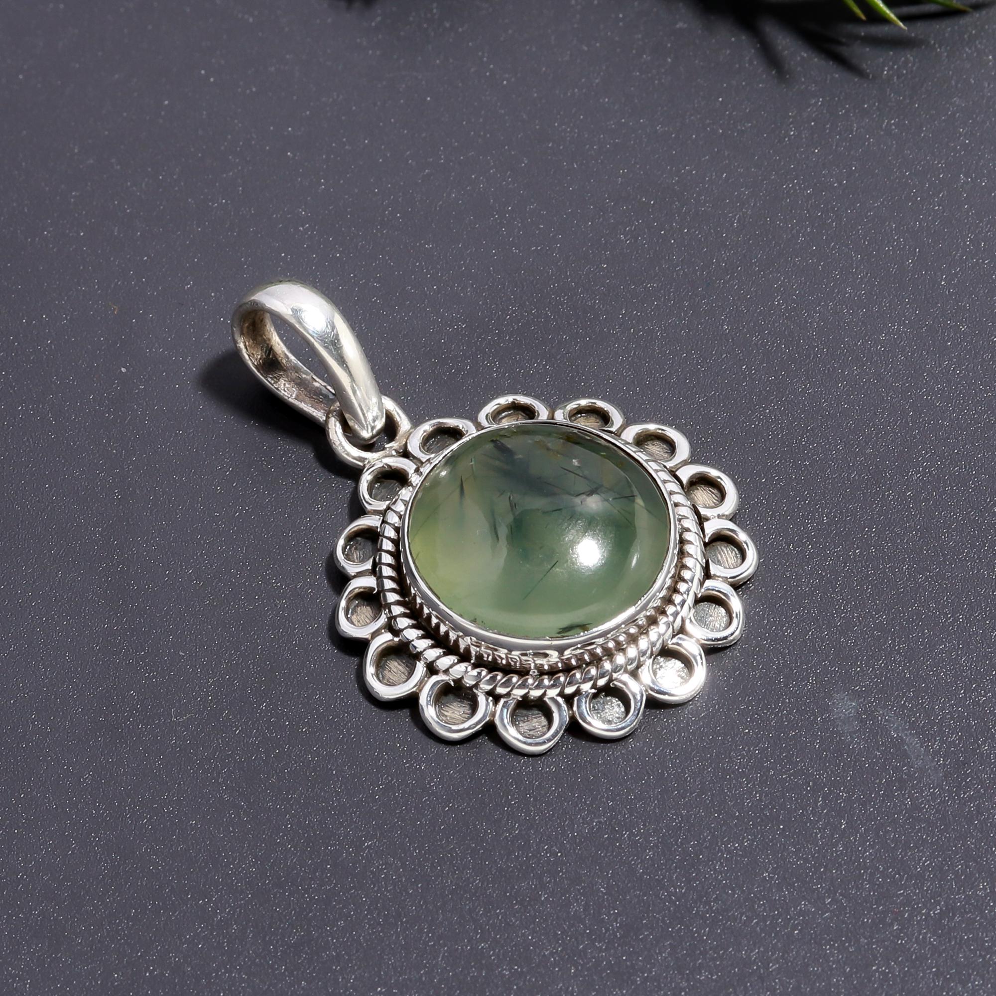 925 Silver Prehnite Pendant