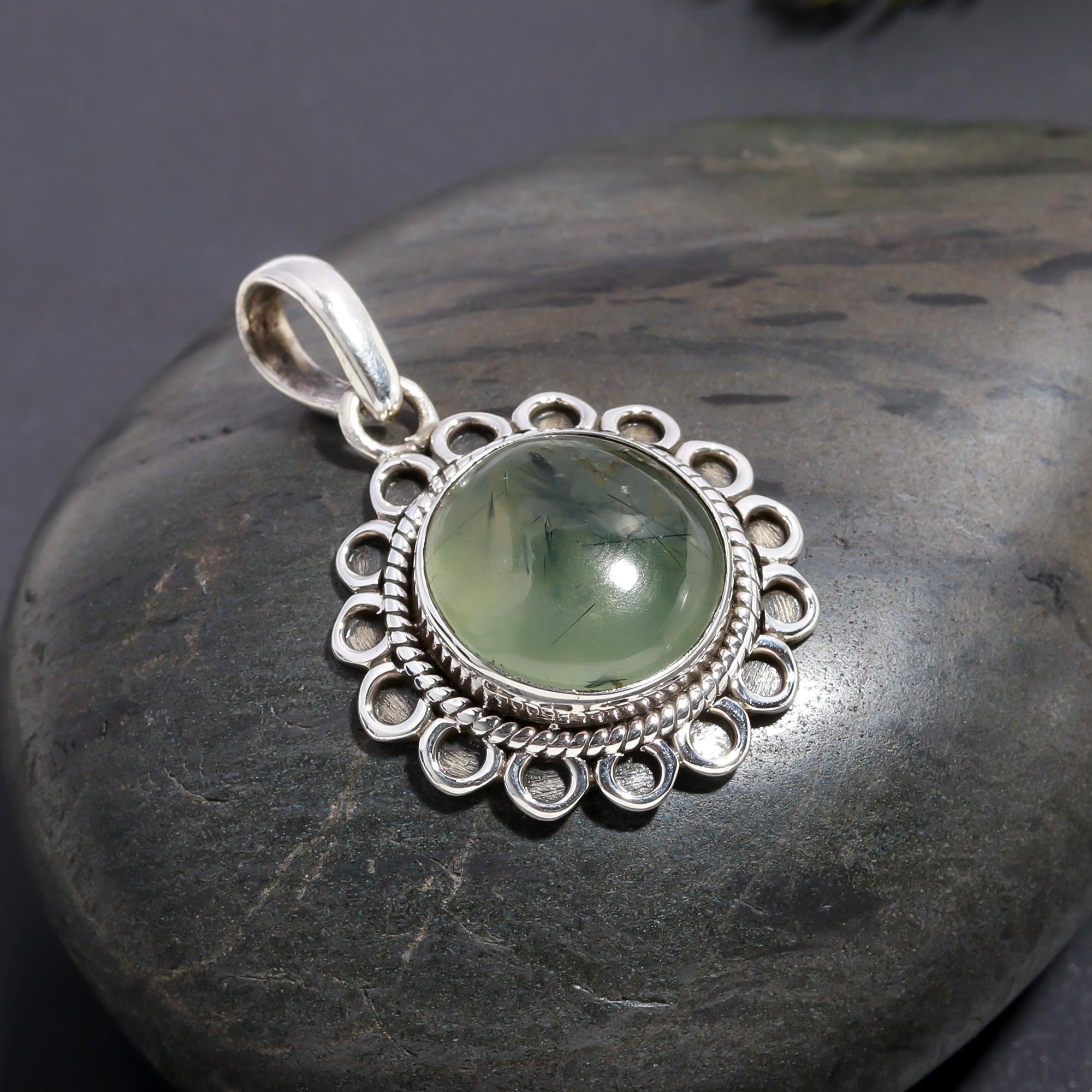 925 Silver Prehnite Pendant