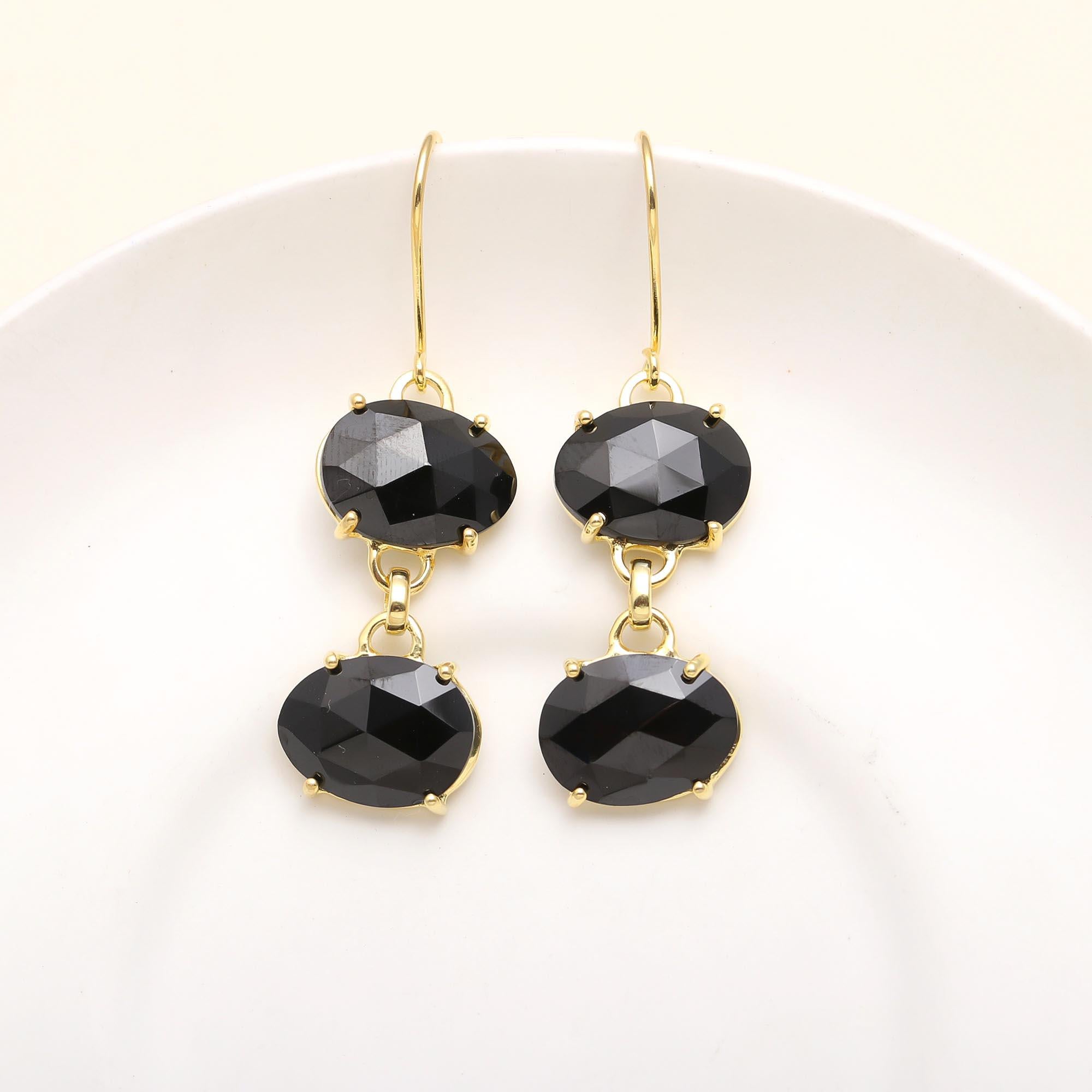 The Midnight Dual: Gold Vermeil & Black Onyx Drop Earrings