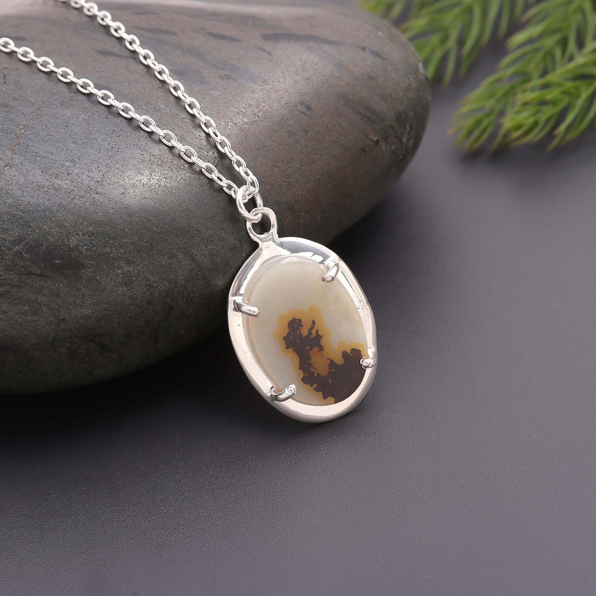 925 Silver Dendritic Agate Necklace