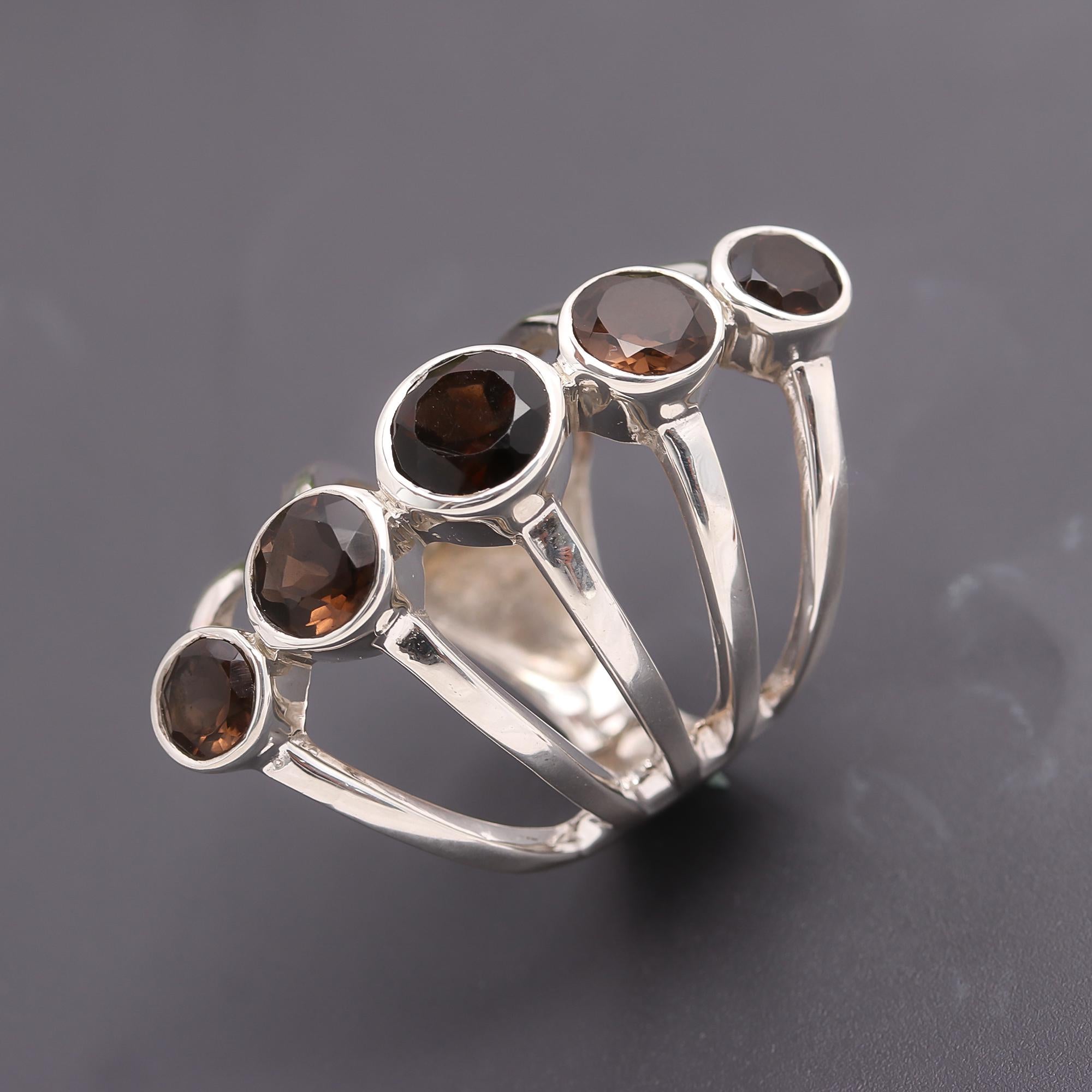 925 Silver Smoky Quartz Ring