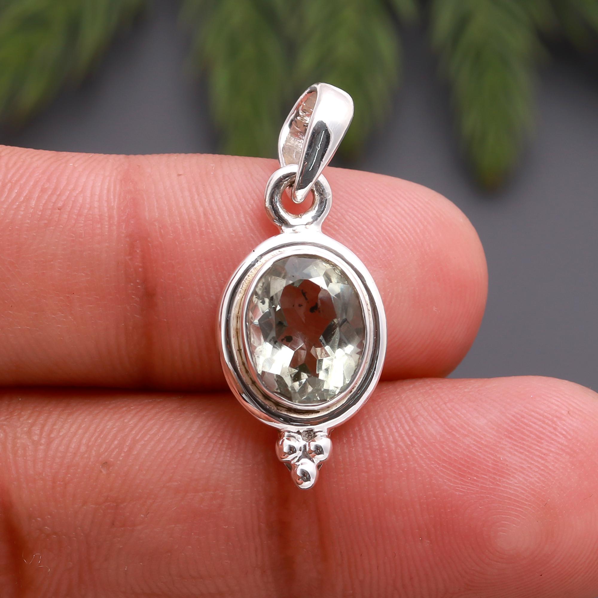 925 Silver Green Amethyst Pendant
