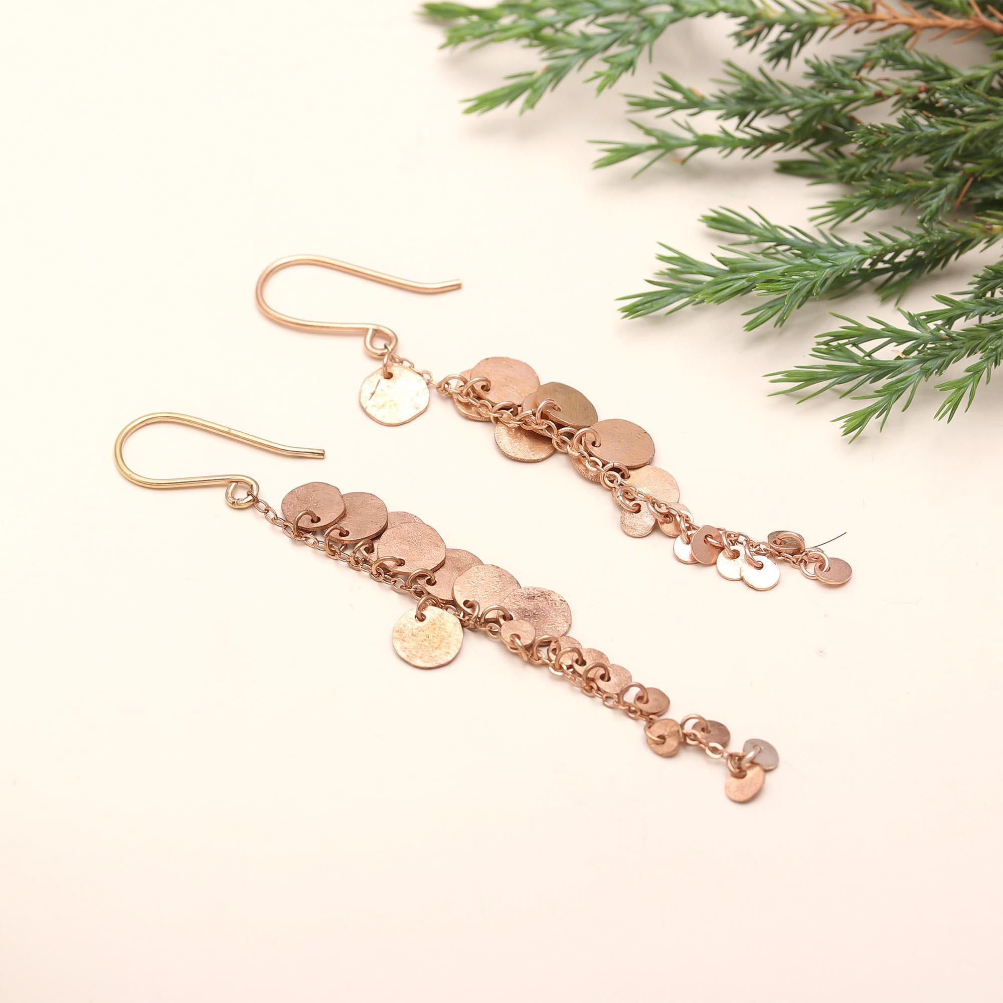 The Gilded Coin Cascade: Gold Disc Chain Earrings
