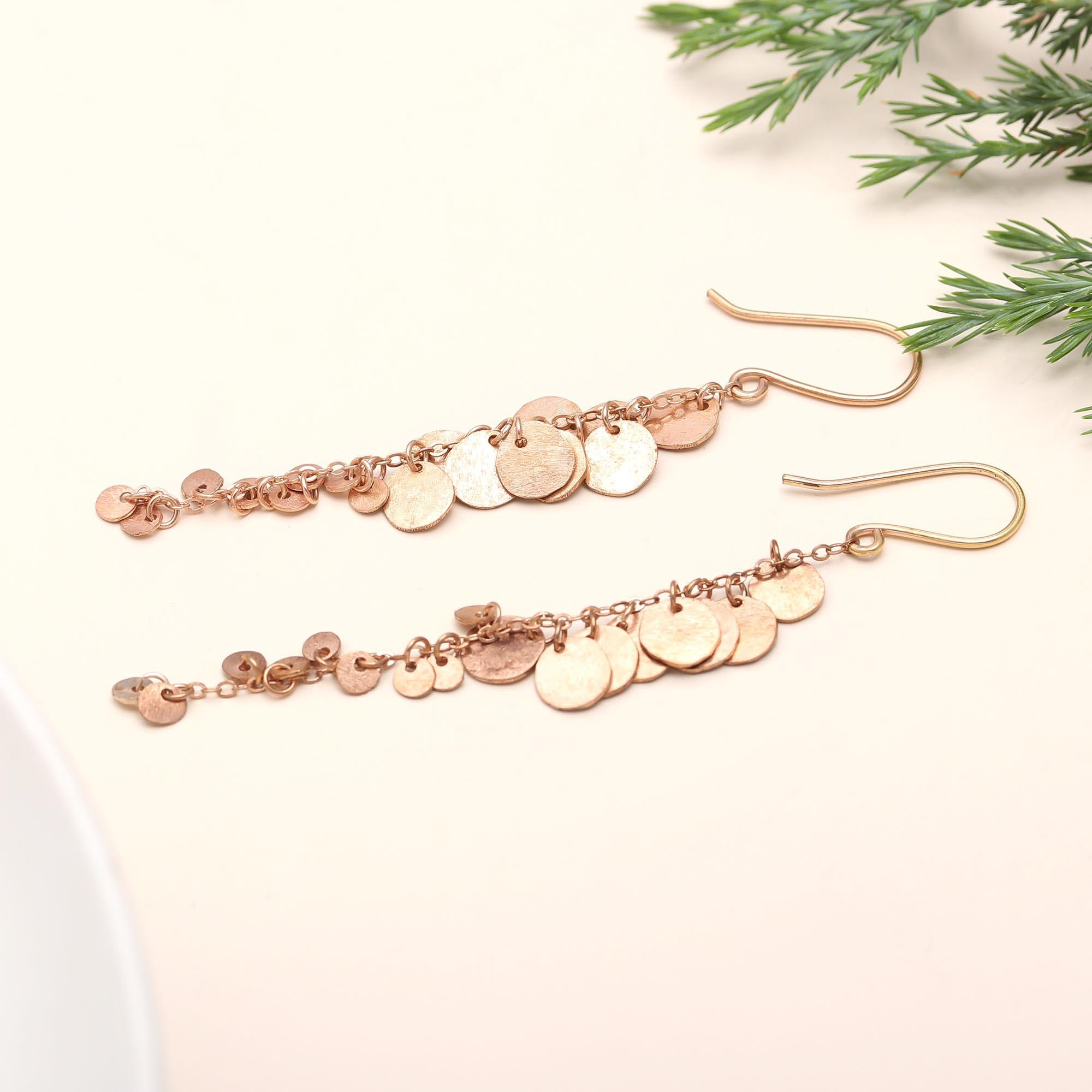 The Gilded Coin Cascade: Gold Disc Chain Earrings