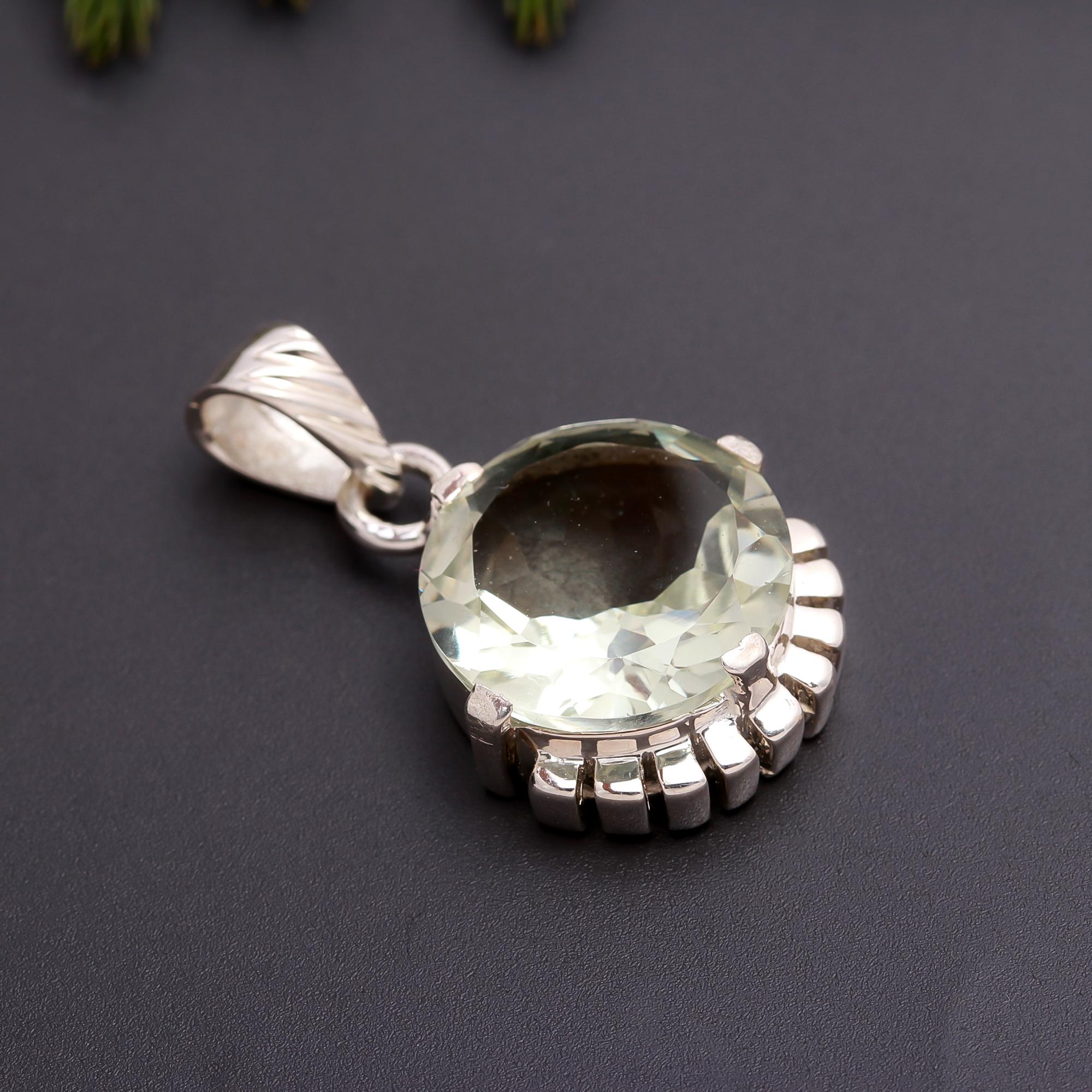 925 Silver Green Quartz Pendant