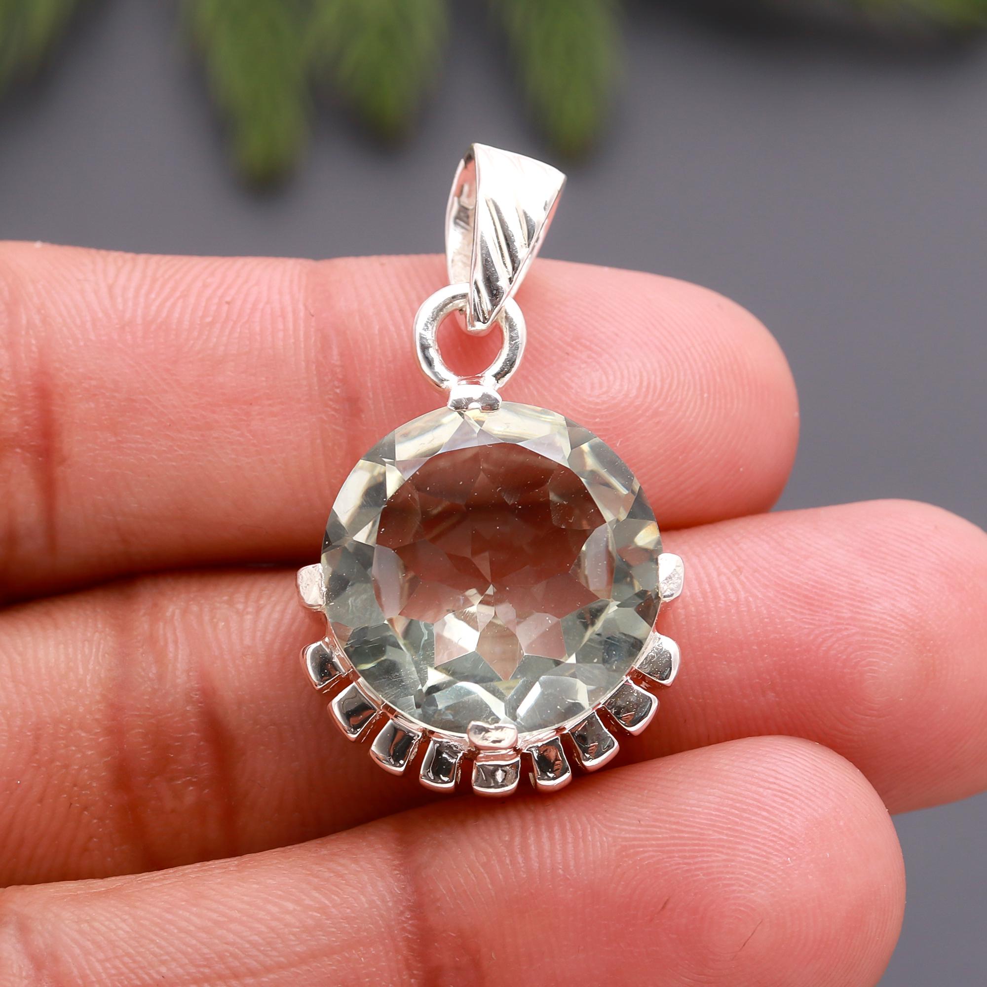 925 Silver Green Quartz Pendant