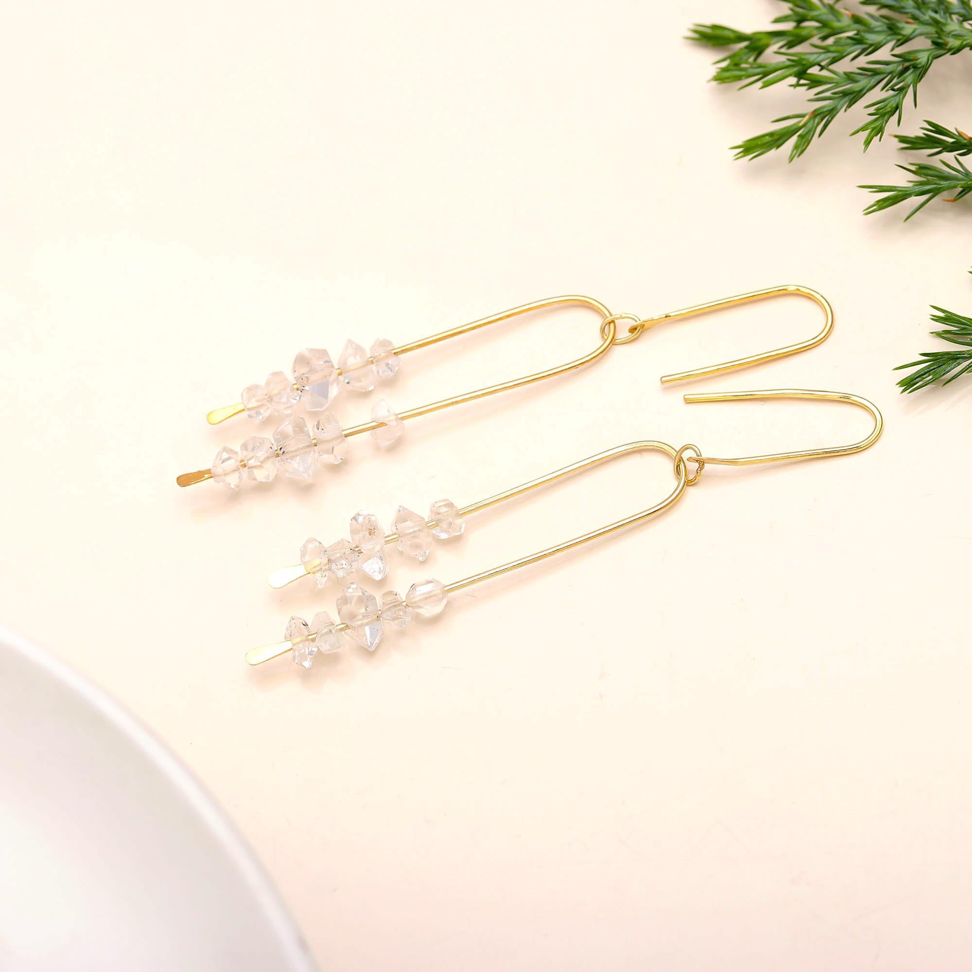 The Crystal Archway: Quartz Cluster Drop Earrings