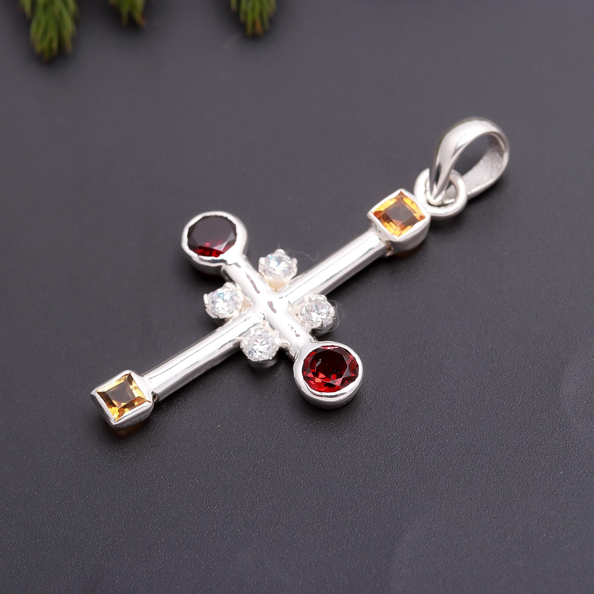 925 Silver Multi-Gemstone Pendant