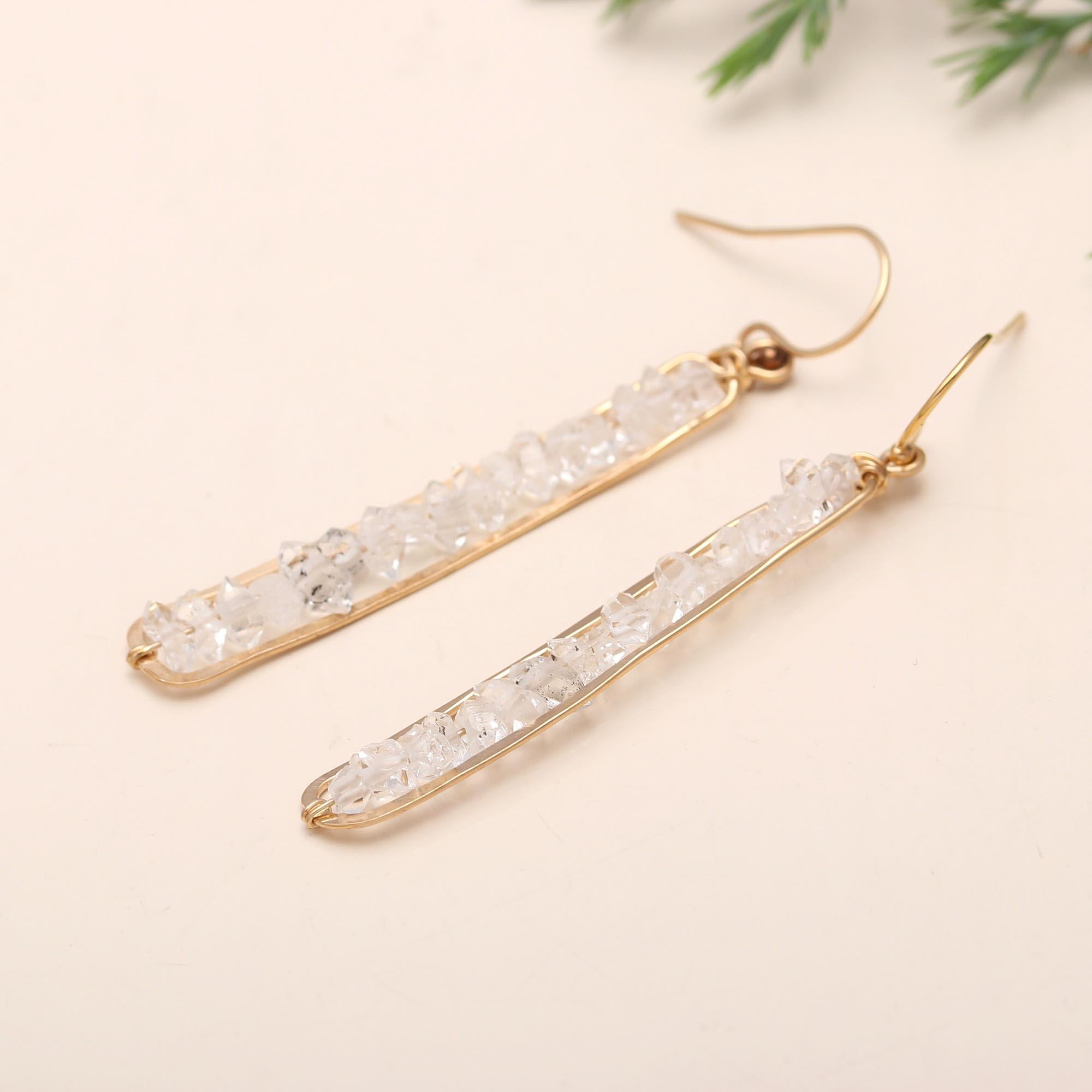 The Crystal Bar: Raw Quartz Linear Earrings