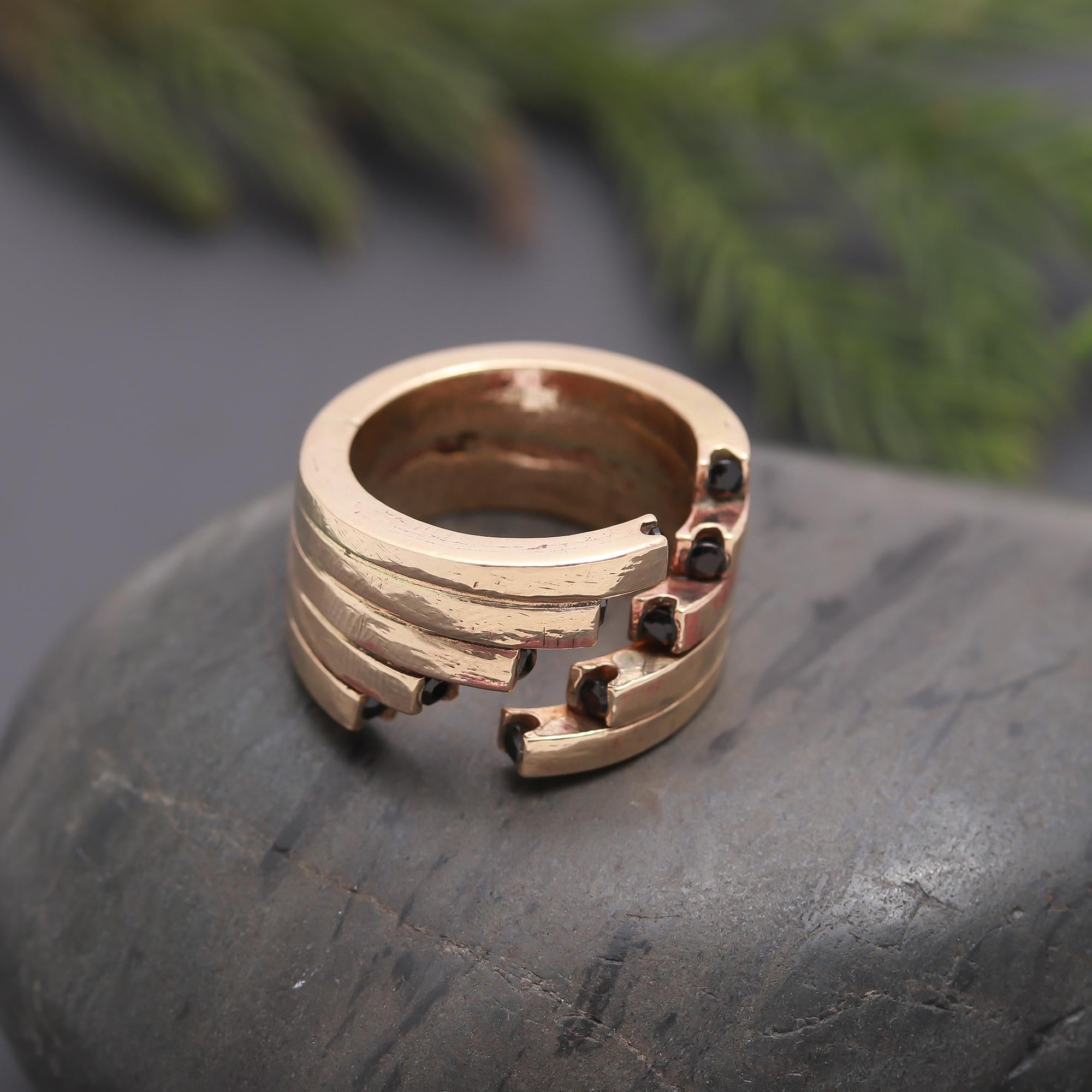 The Architectural Step: Gold Open Band with Black Accents