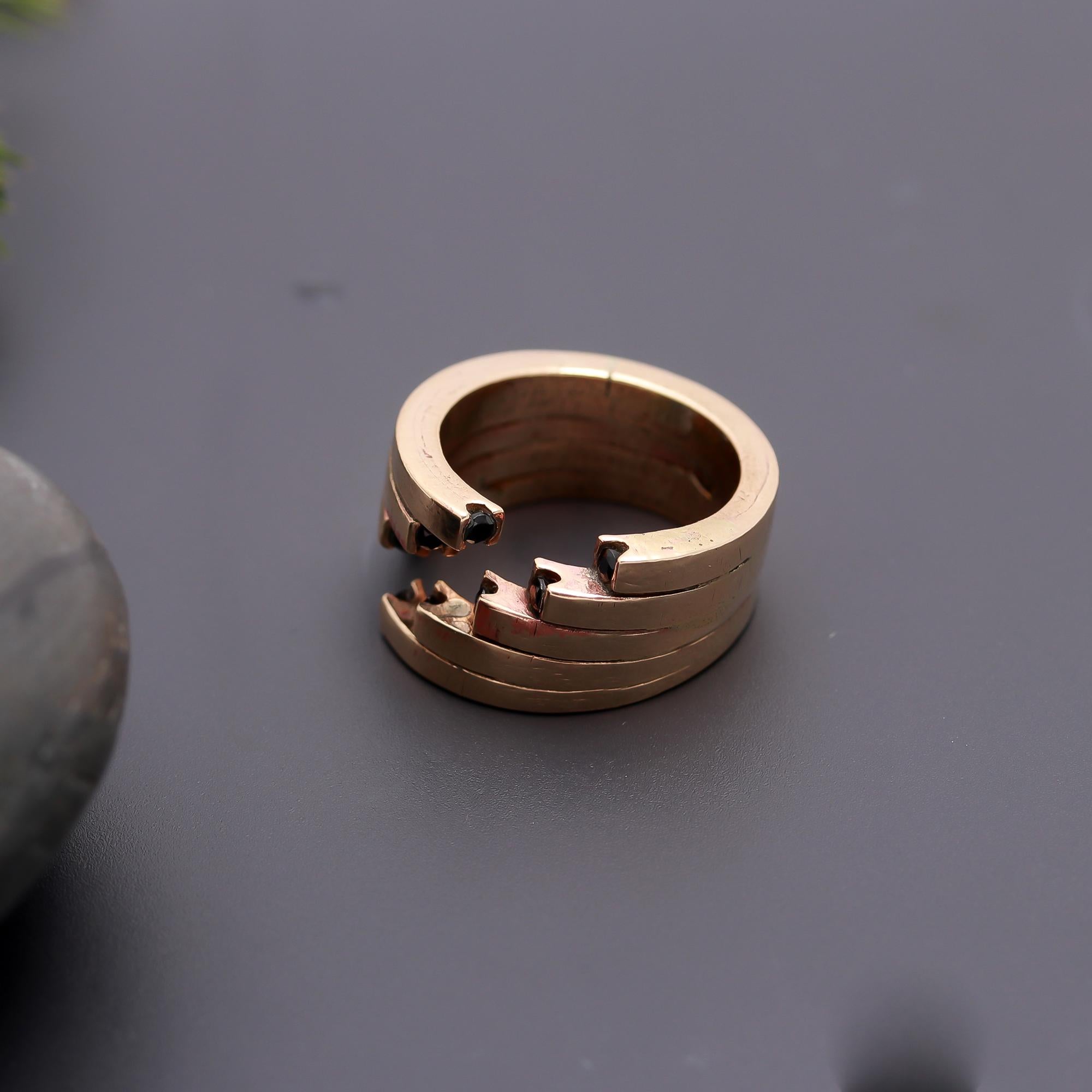 The Architectural Step: Gold Open Band with Black Accents