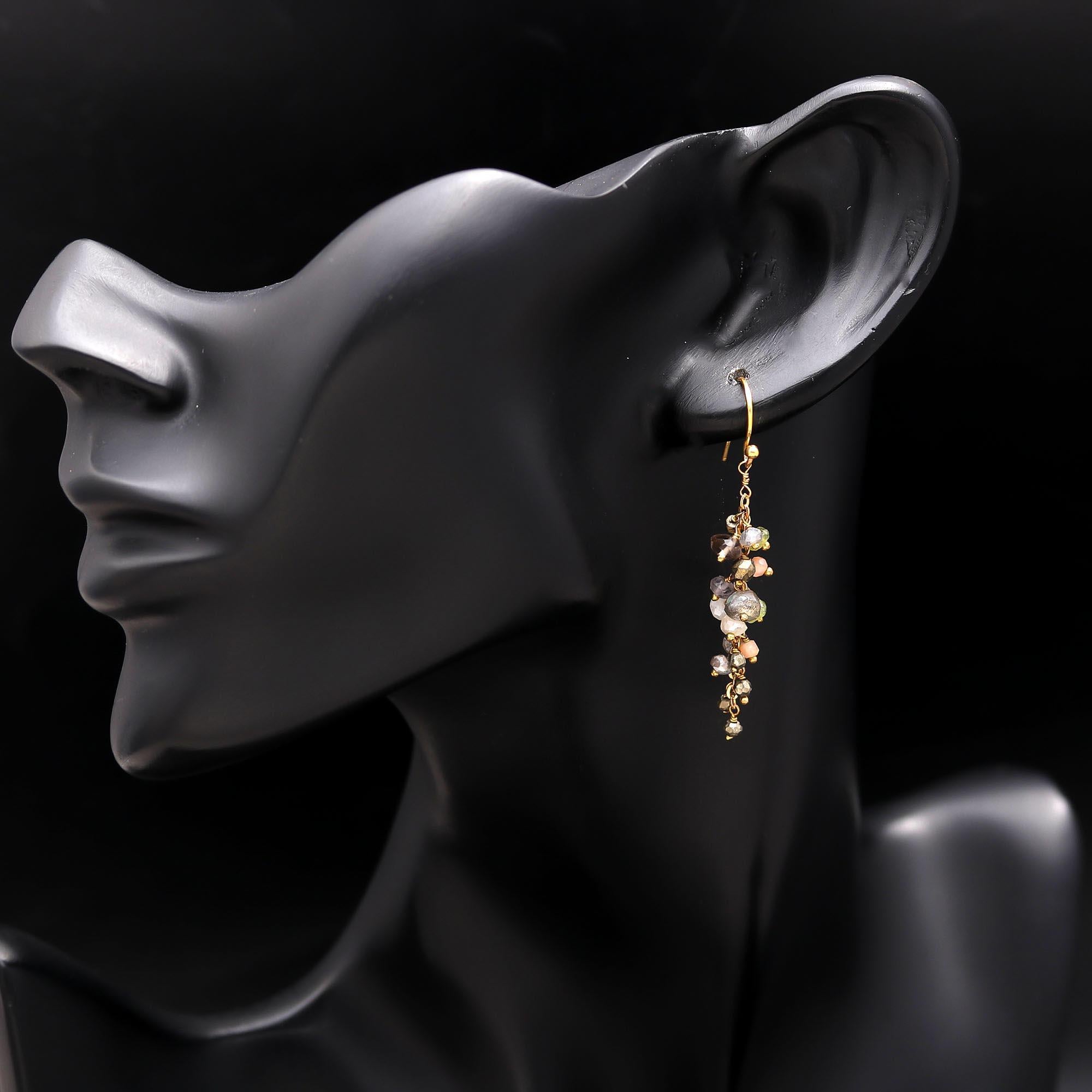 925 Silver Cluster Dangle Earrings