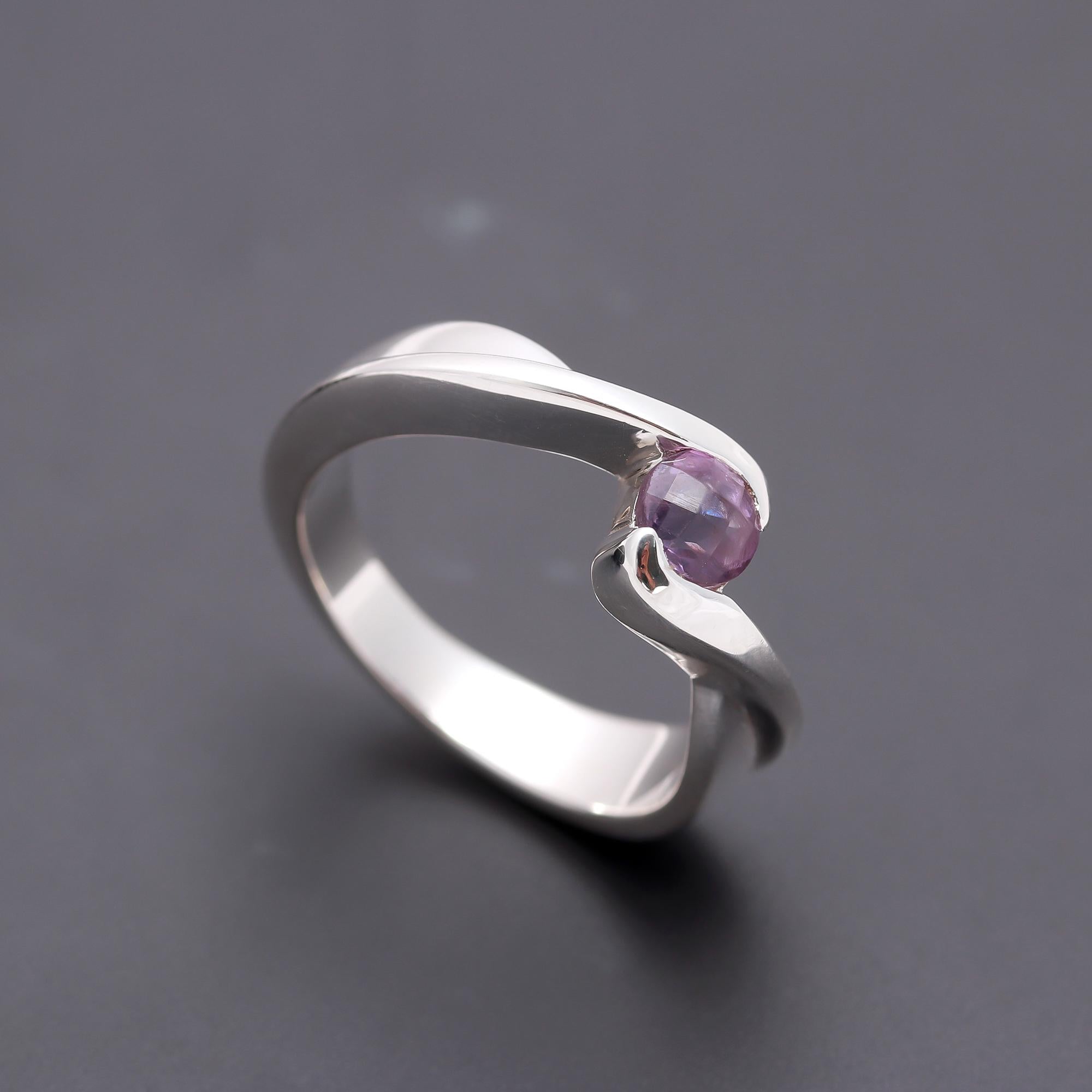 925 Silver Twisted Amethyst Ring