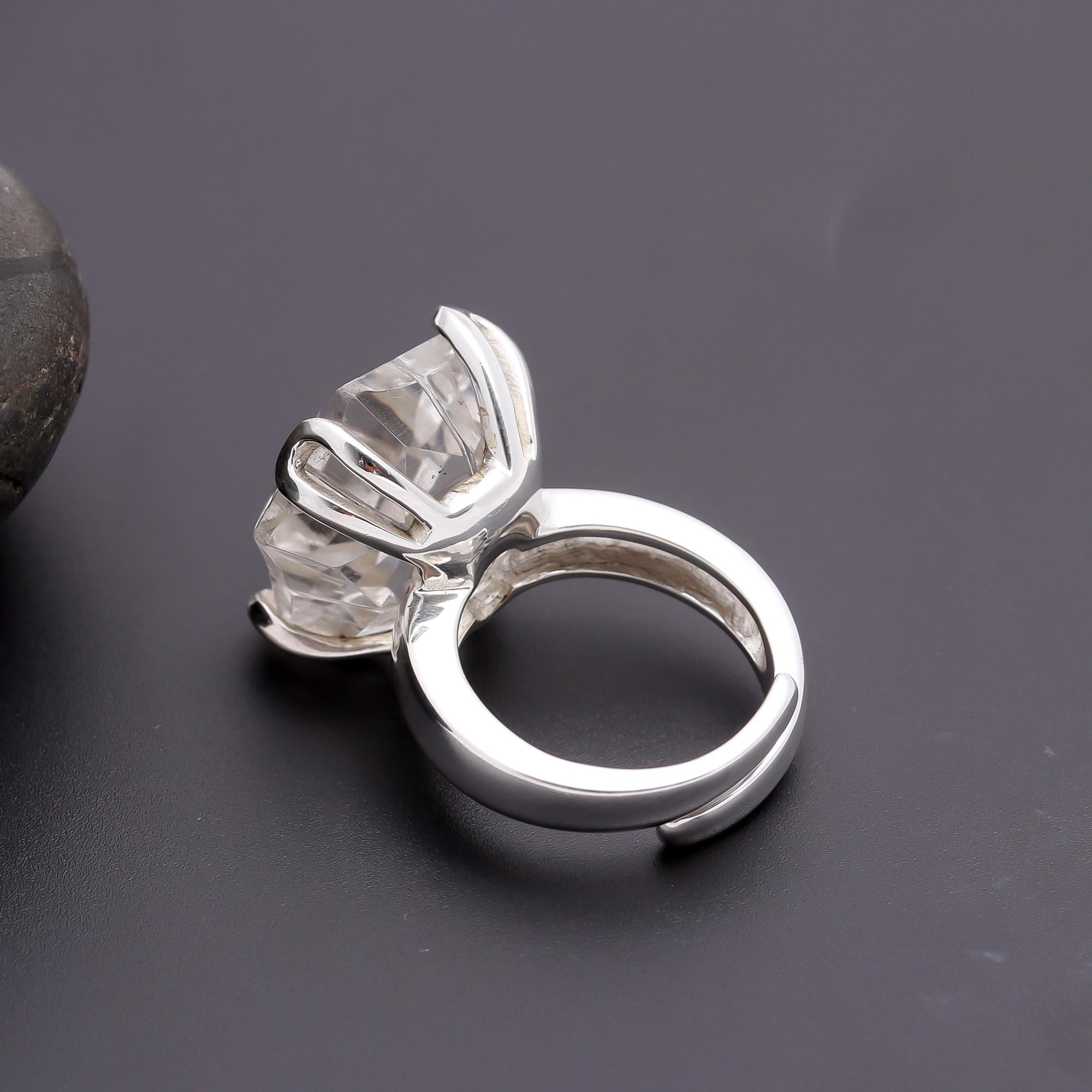 925 Silver Raw Crystal Statement Ring