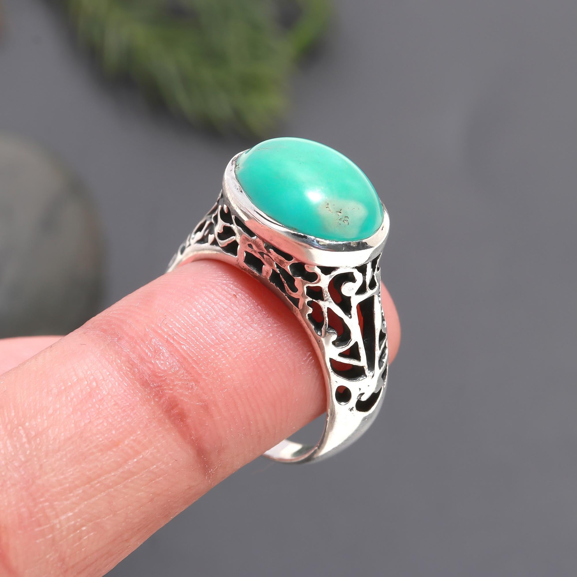 925 Silver Turquoise Filigree Ring