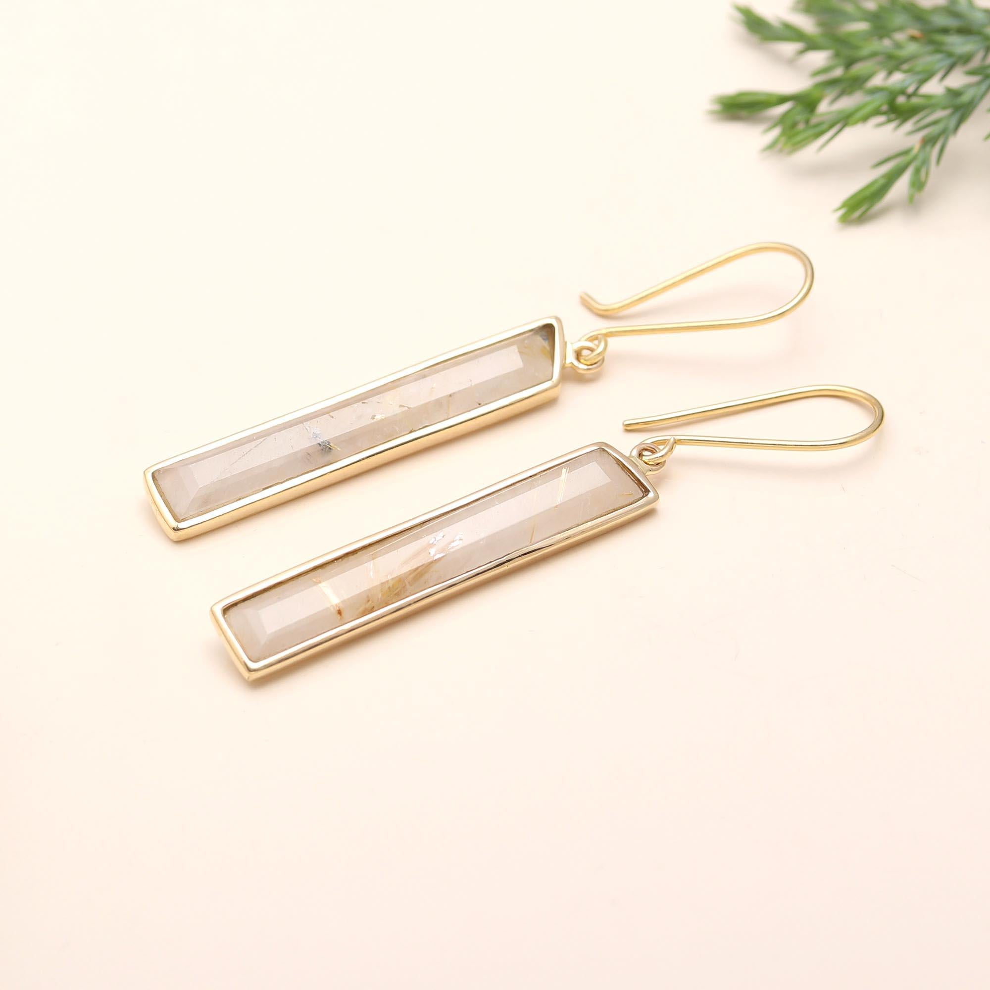 The Golden Rutilated Bars: Quartz Rectangular Drops