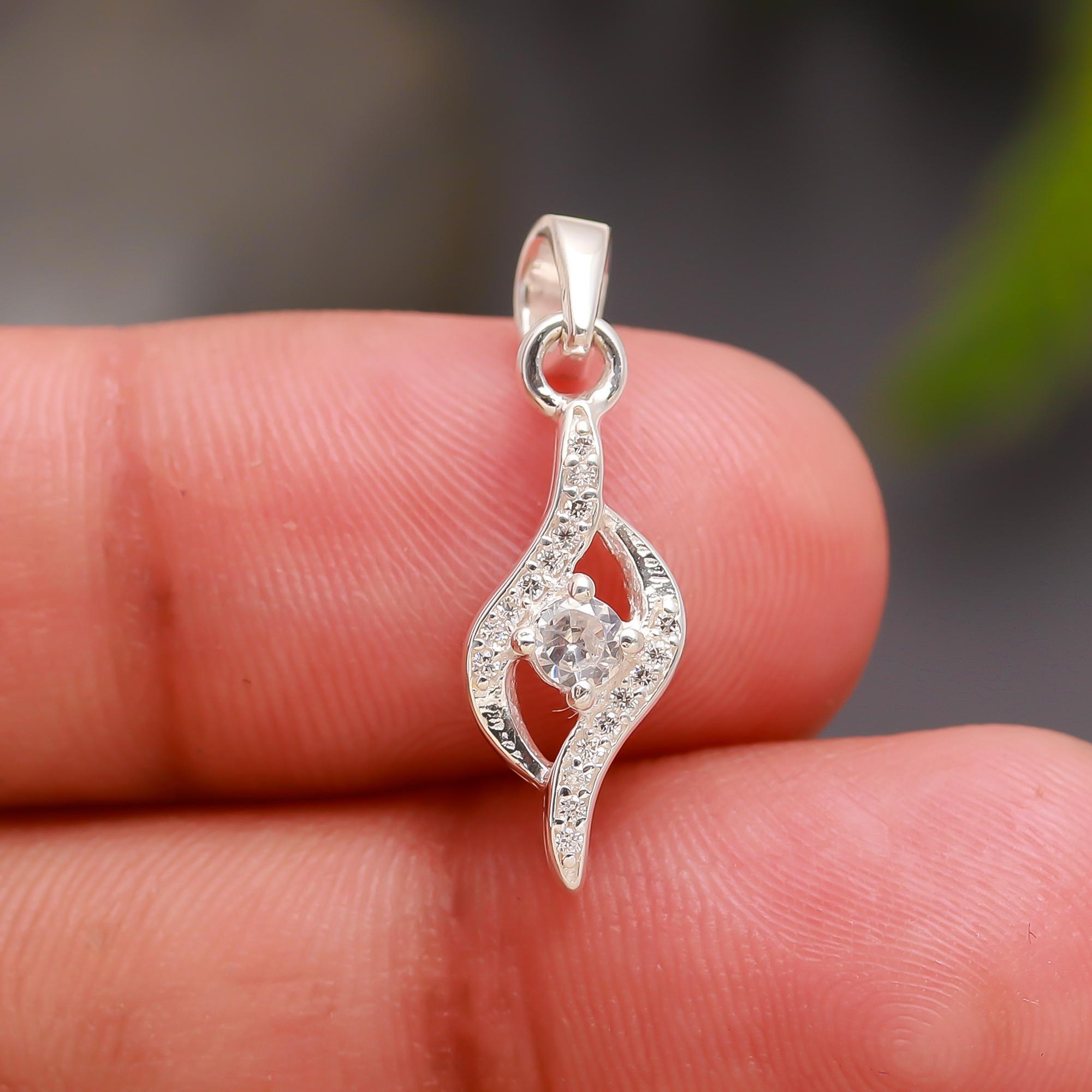 925 Silver Twist Frame CZ Pendant