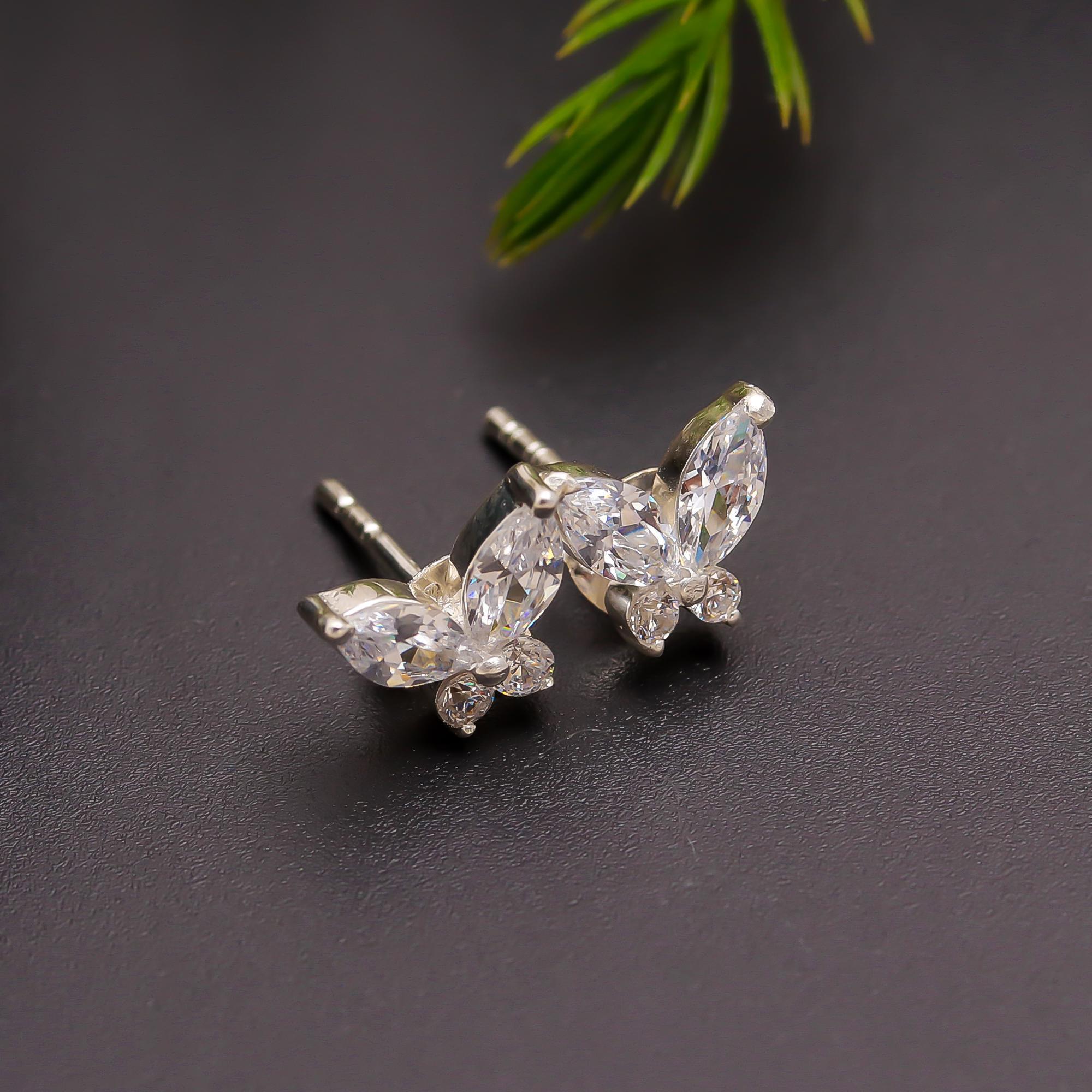 925 Silver Butterfly Spark Stud Earrings