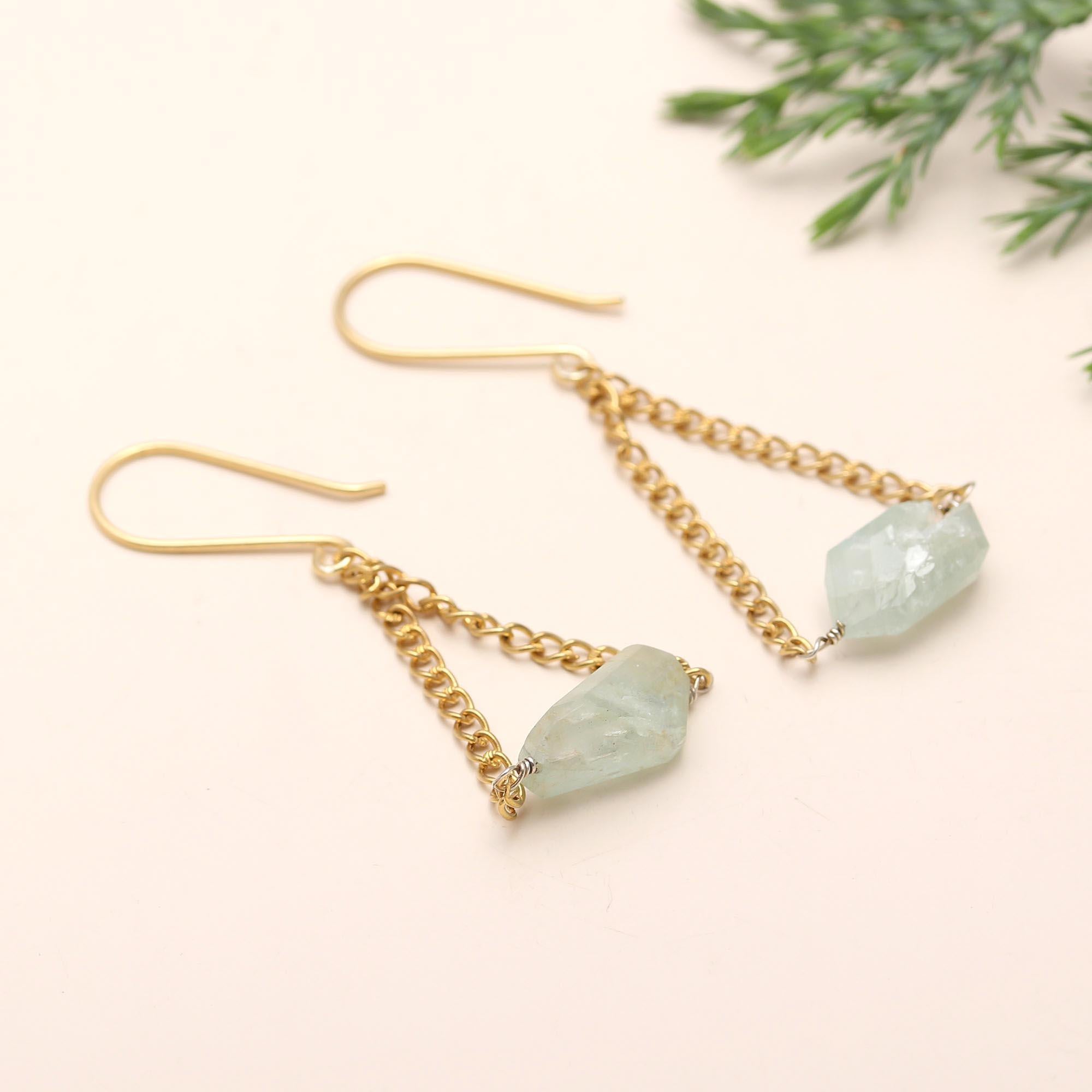 The Azure Raw Gem Chains: Aquamarine Geo-Drops