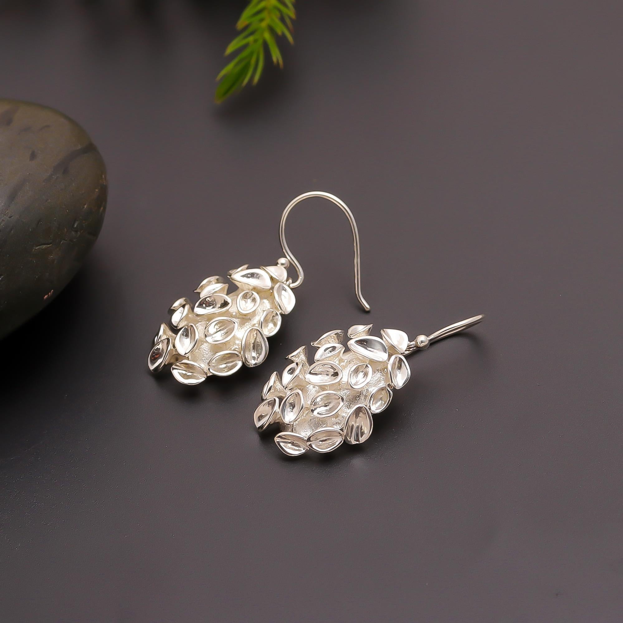 925 Sterling Silver Textured Drop Earrings