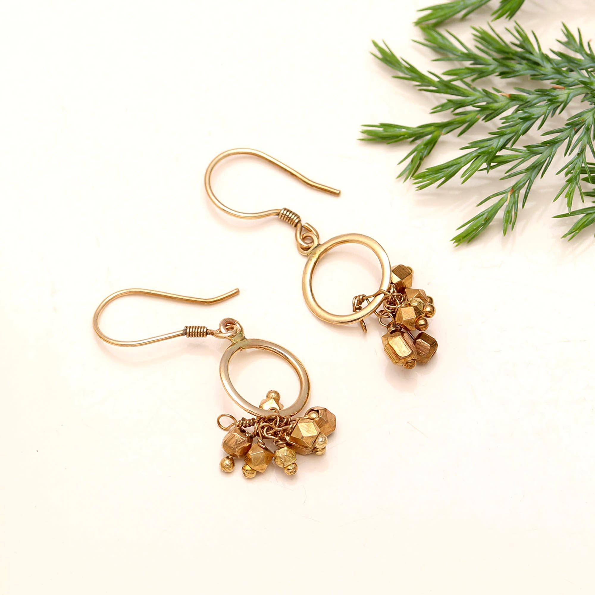 The Golden Nugget Cluster: Faceted Bead Drop Earrings