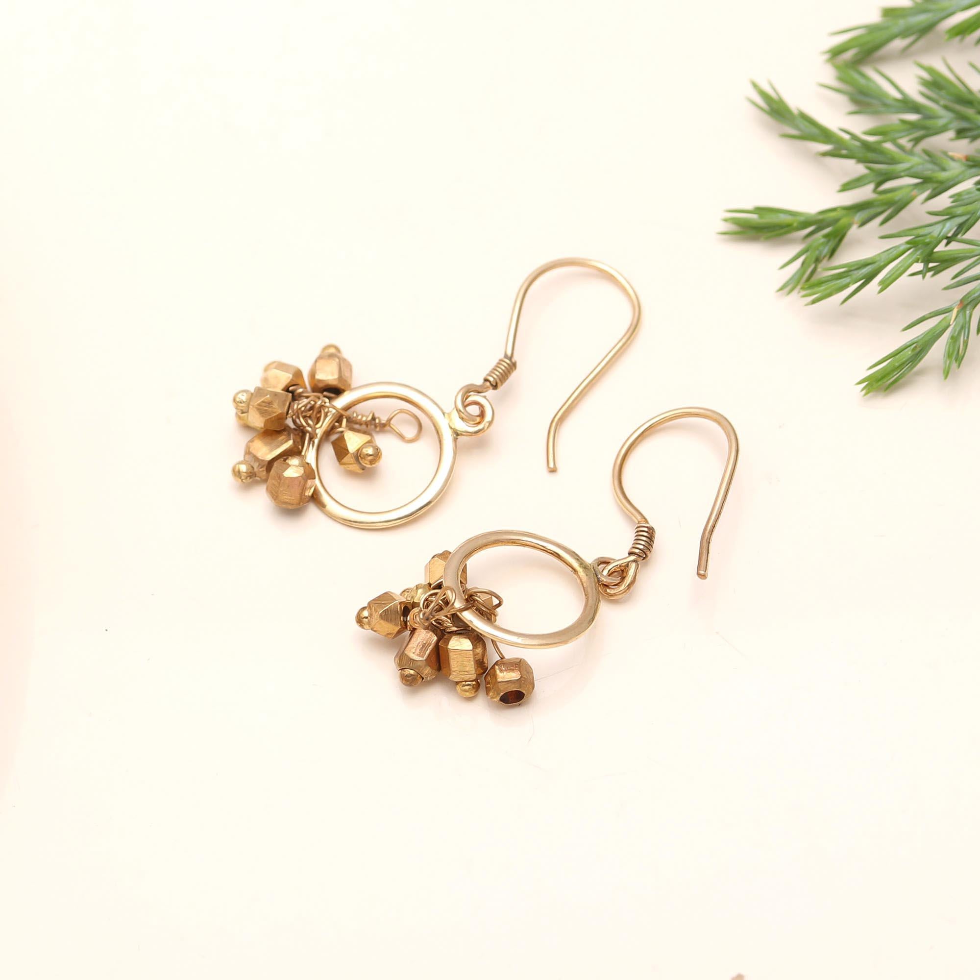 The Golden Nugget Cluster: Faceted Bead Drop Earrings
