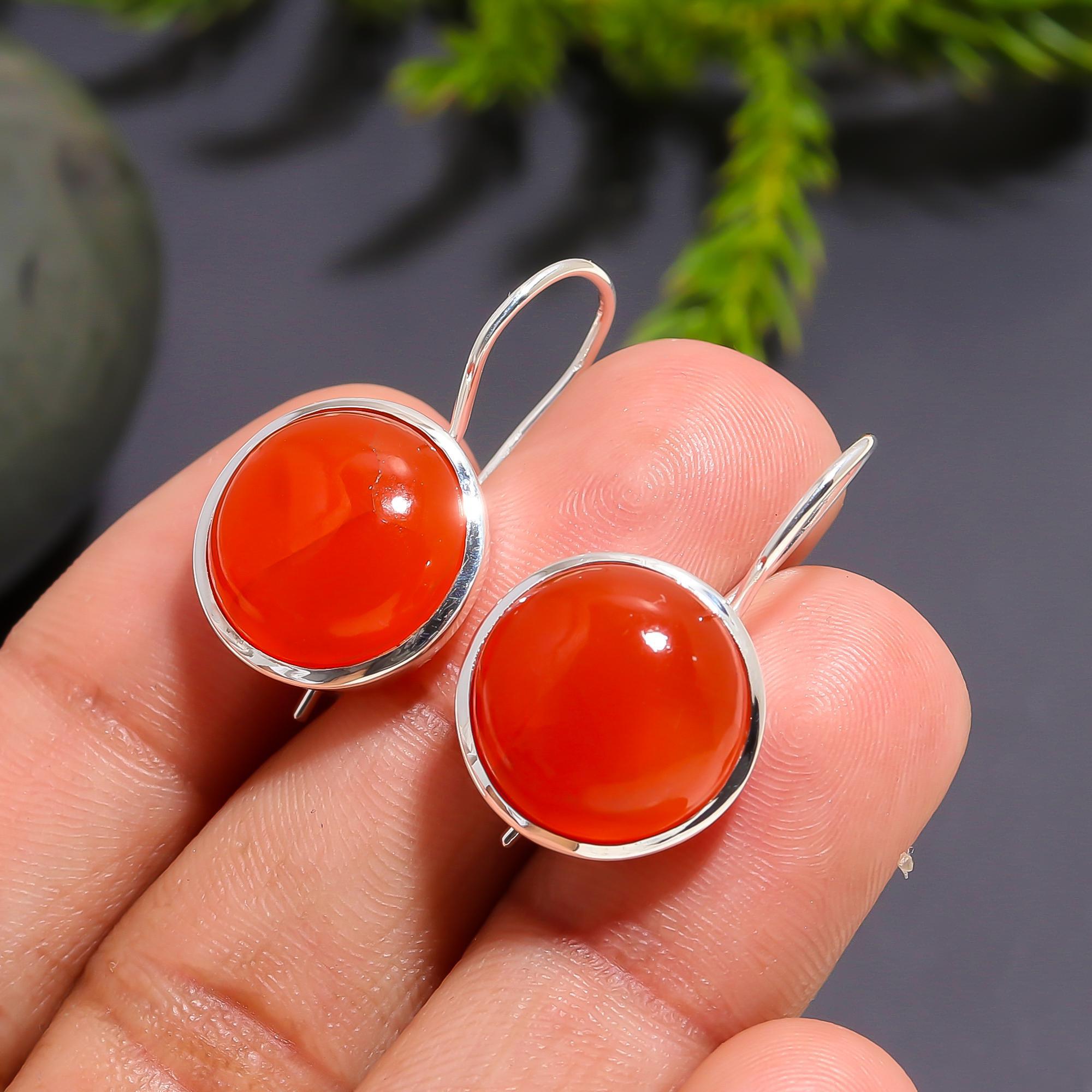 The Sunset Orbs: Carnelian & Silver Drop Earrings