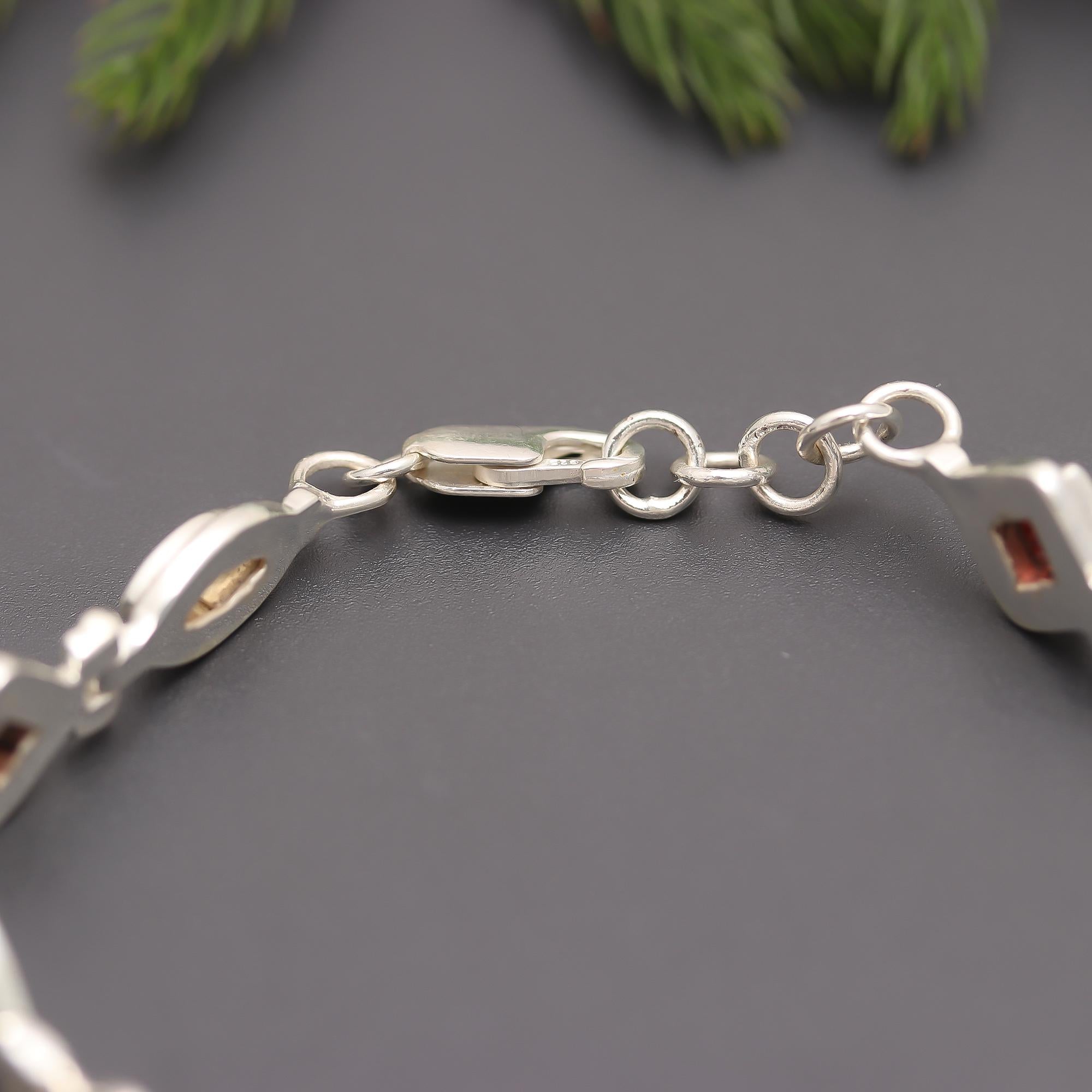925 Silver Garnet & Citrine Bracelet