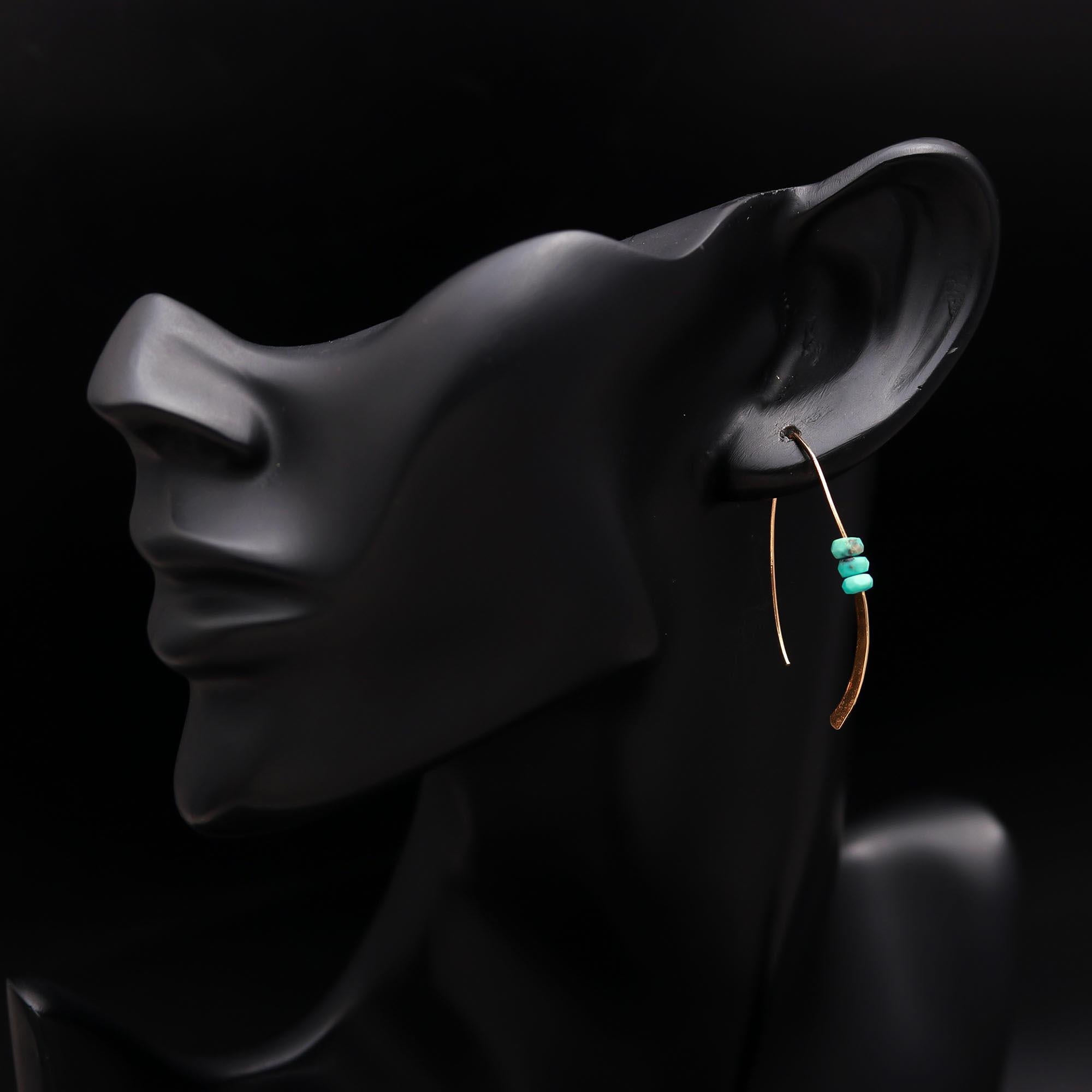 The Minimalist Horizon: Turquoise Bead Gold Wire Drop Earrings