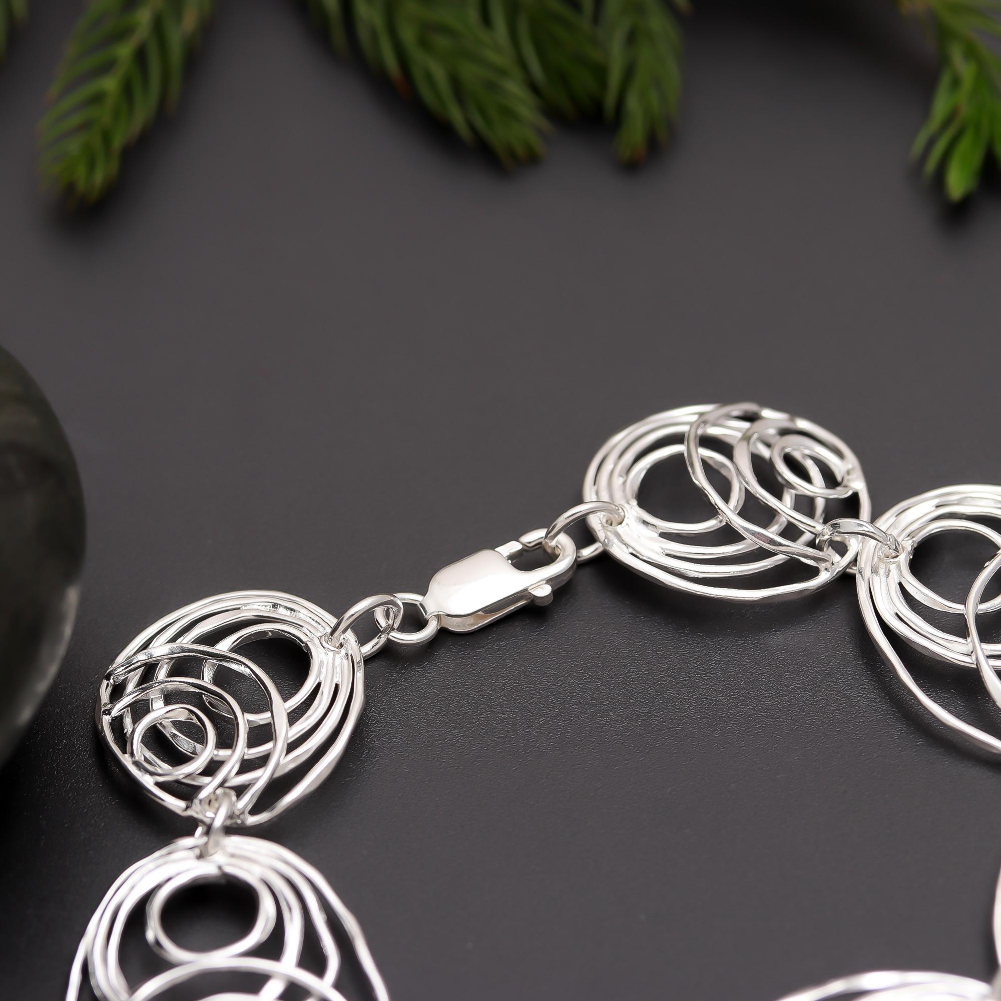 925 Silver Abstract Spiral Link Bracelet