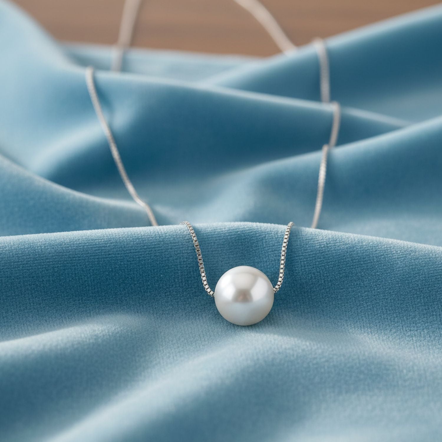 925 Sterling Silver Minimal Pearl Necklace For Women