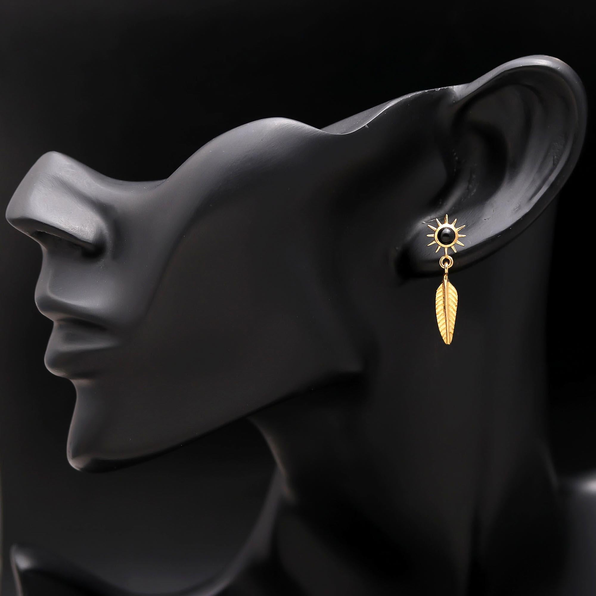 925 Silver Black Onyx Drop Earrings
