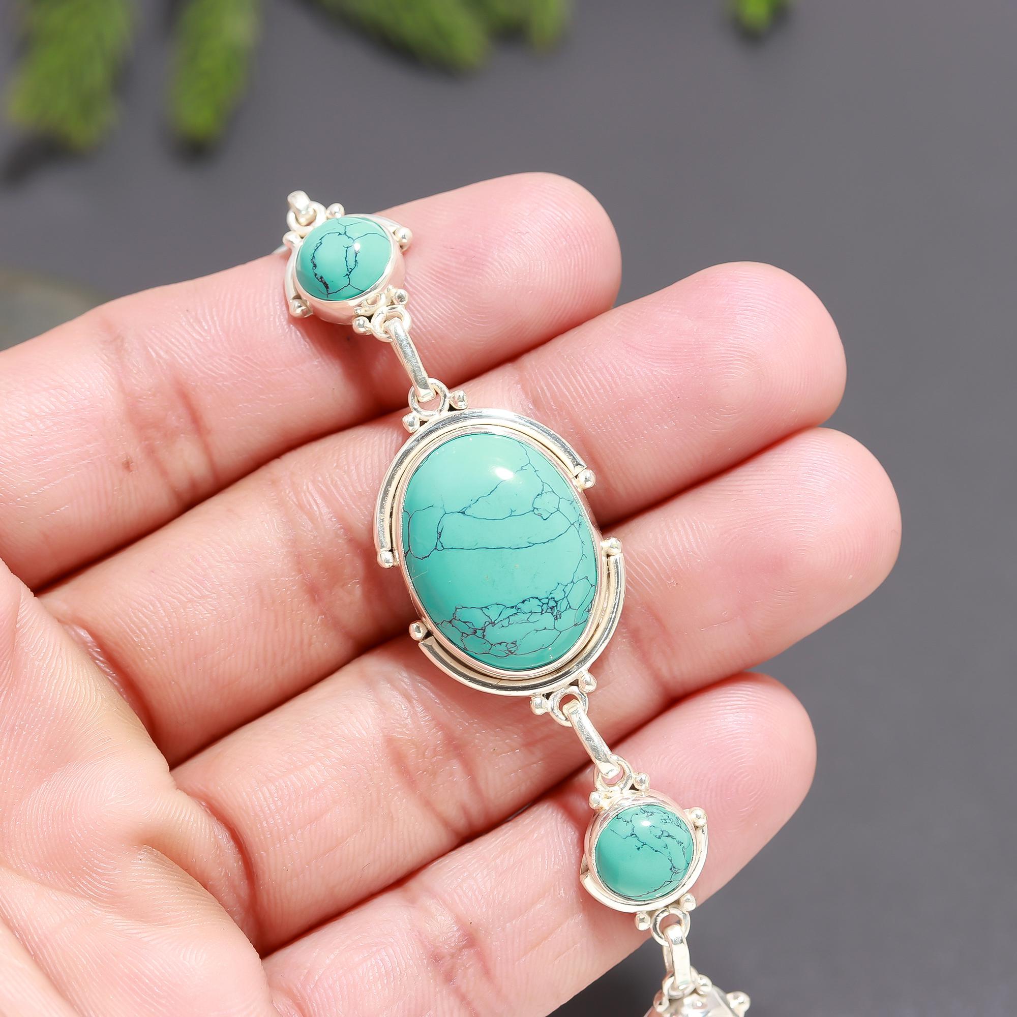 925 Silver Turquoise Statement Bracelet