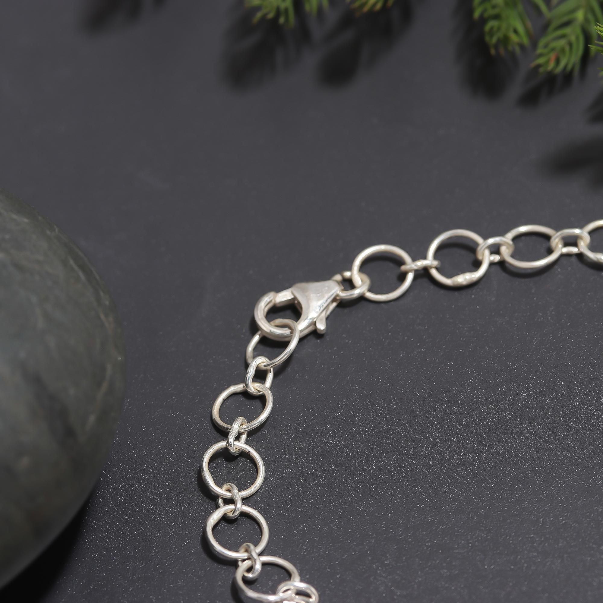 925 Silver Oval Amber Link Bracelet