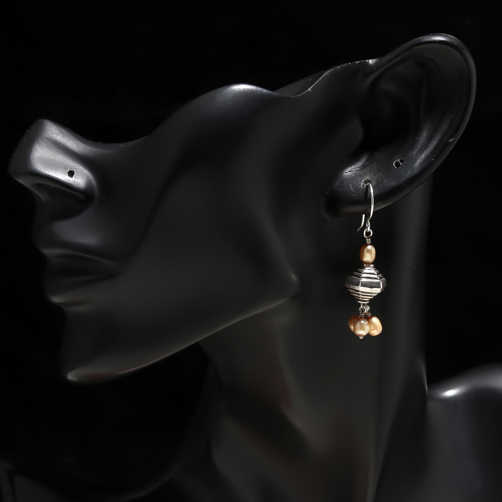 925 Silver Pearl Cluster Dangle Earrings